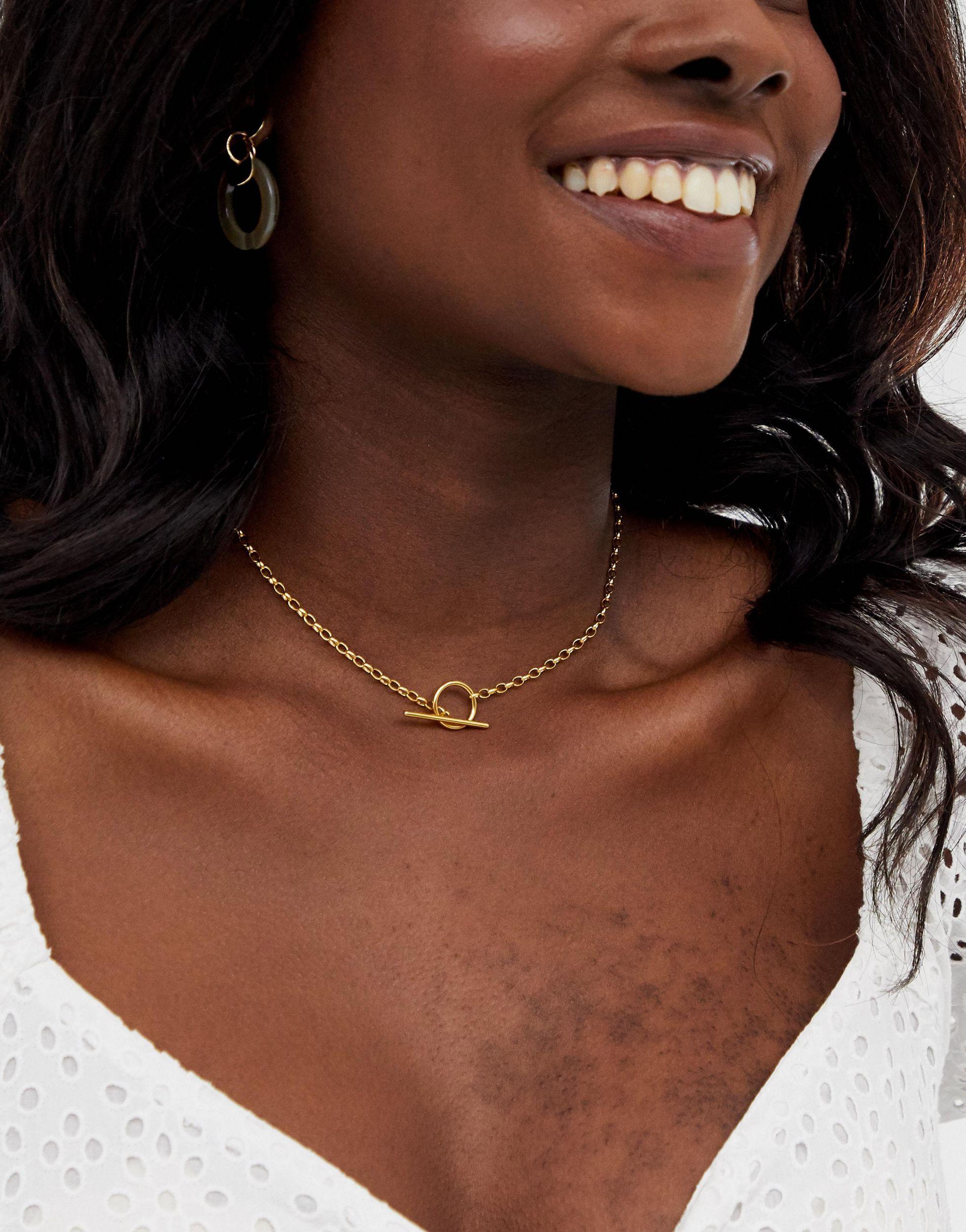 Miyu 18k Gold Plated T Bar Necklace 