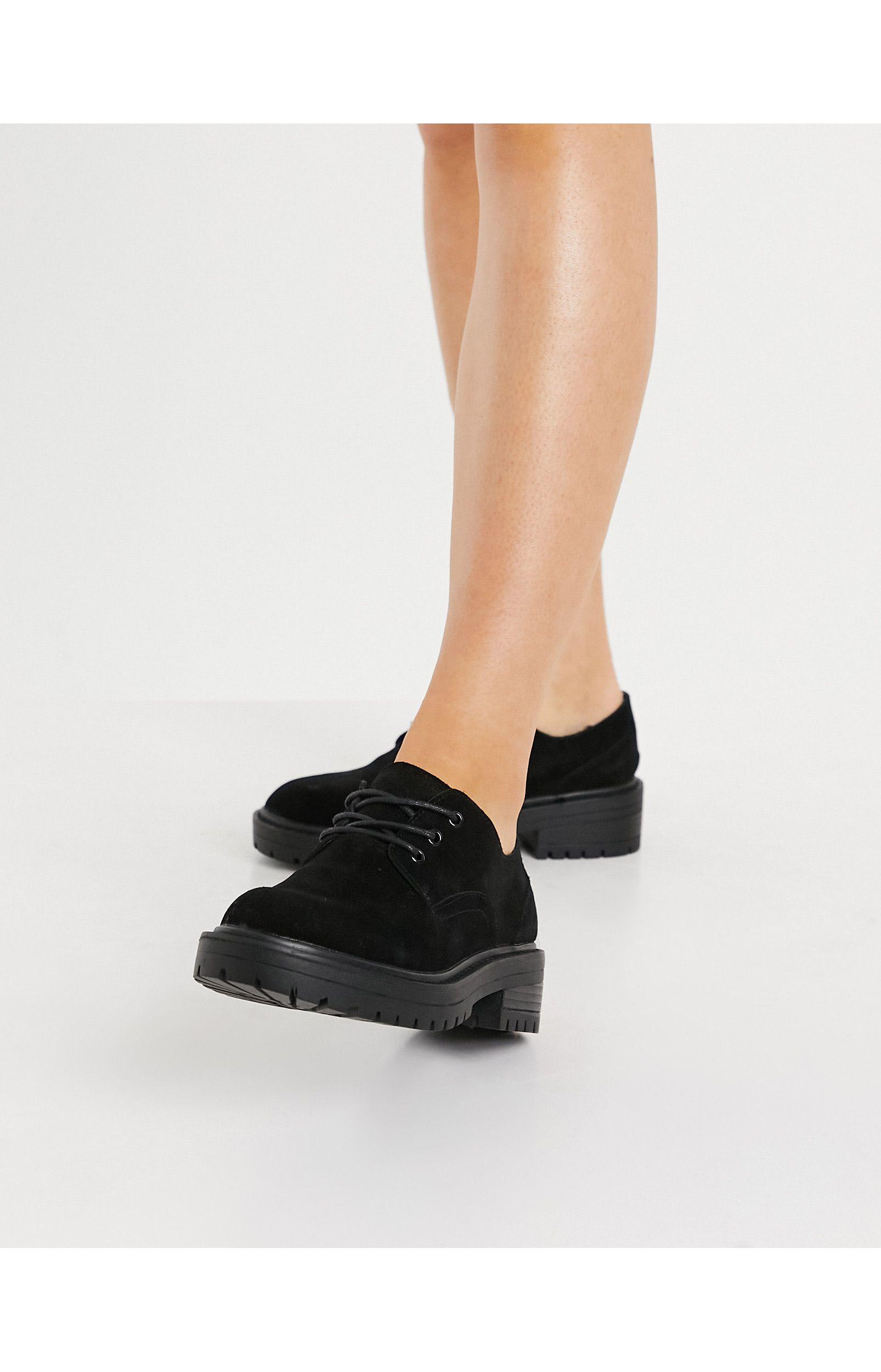 TOPSHOP Suede Lace Up Shoes in Black | Lyst