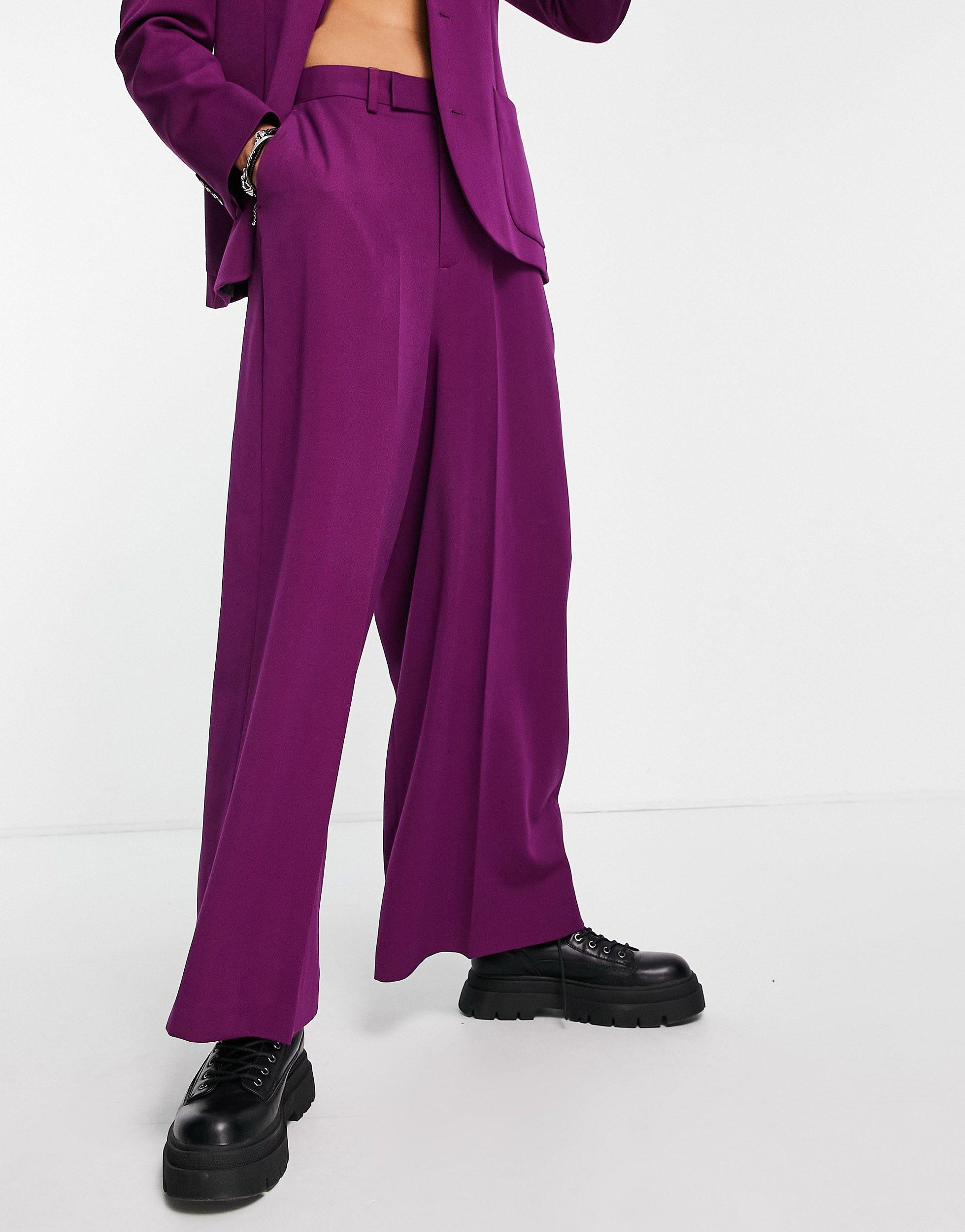 ASOS Extreme Wide Leg Suit Trousers in Purple for Men | Lyst