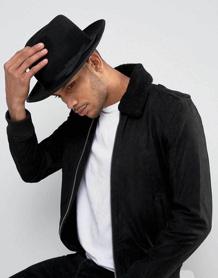 Brixton Wool Manhattan Fedora Hat With Medium Brim in Black for Men - Lyst