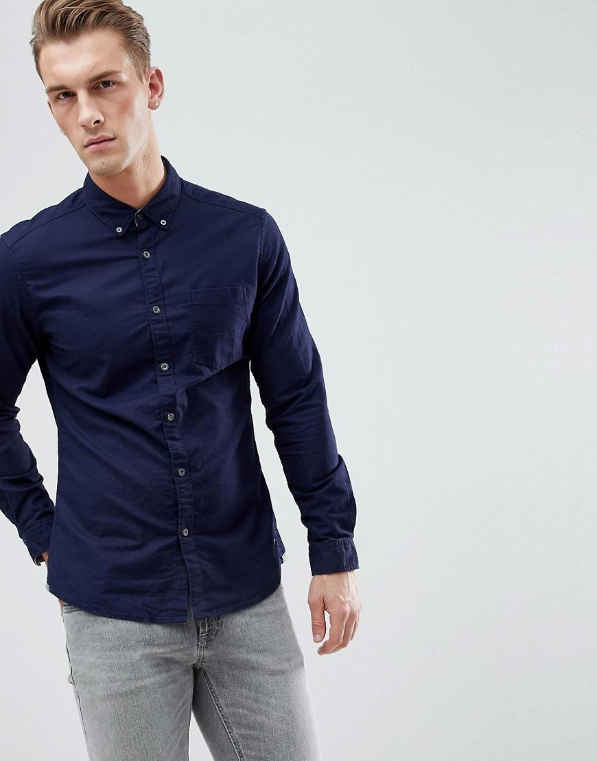 mens navy blue oxford shirt