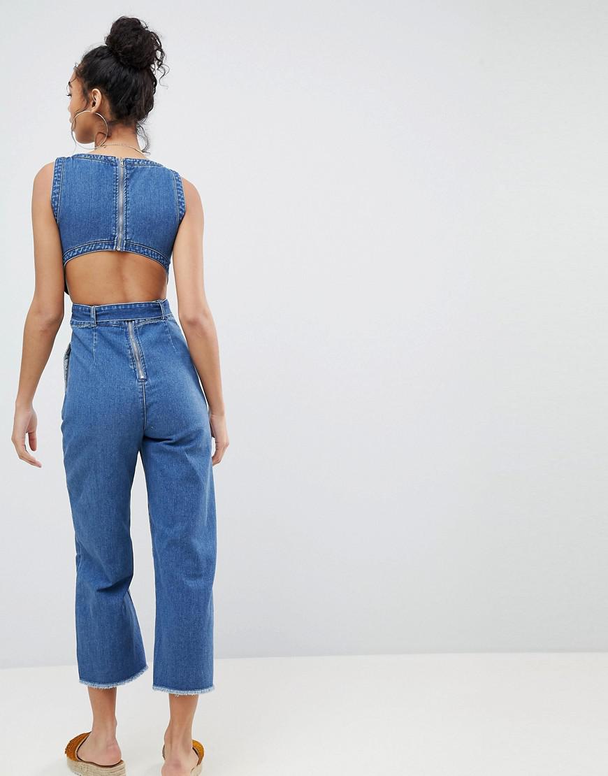 missguided denim jumpsuit