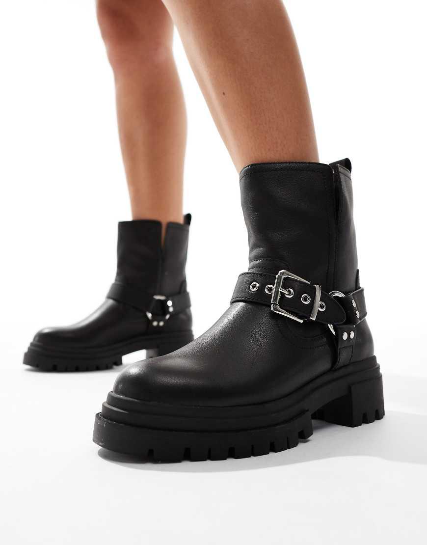 ALDO Harlly Flat Biker Ankle Boots in Black Lyst UK