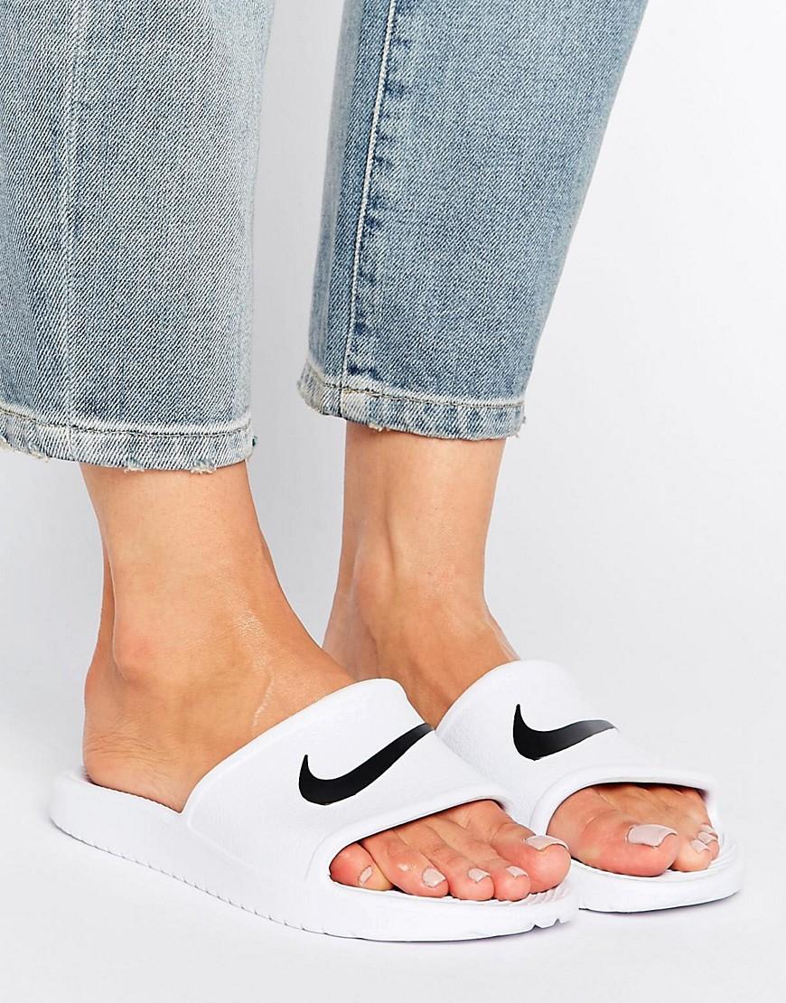 Nike Kawa Swoosh Sliders In White - Lyst