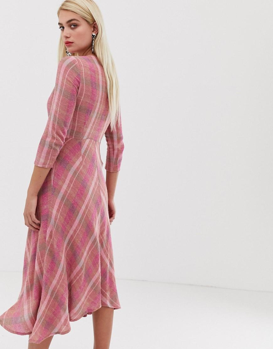 Vestido midi de cuadros en rosa Mango de color Rosa | Lyst