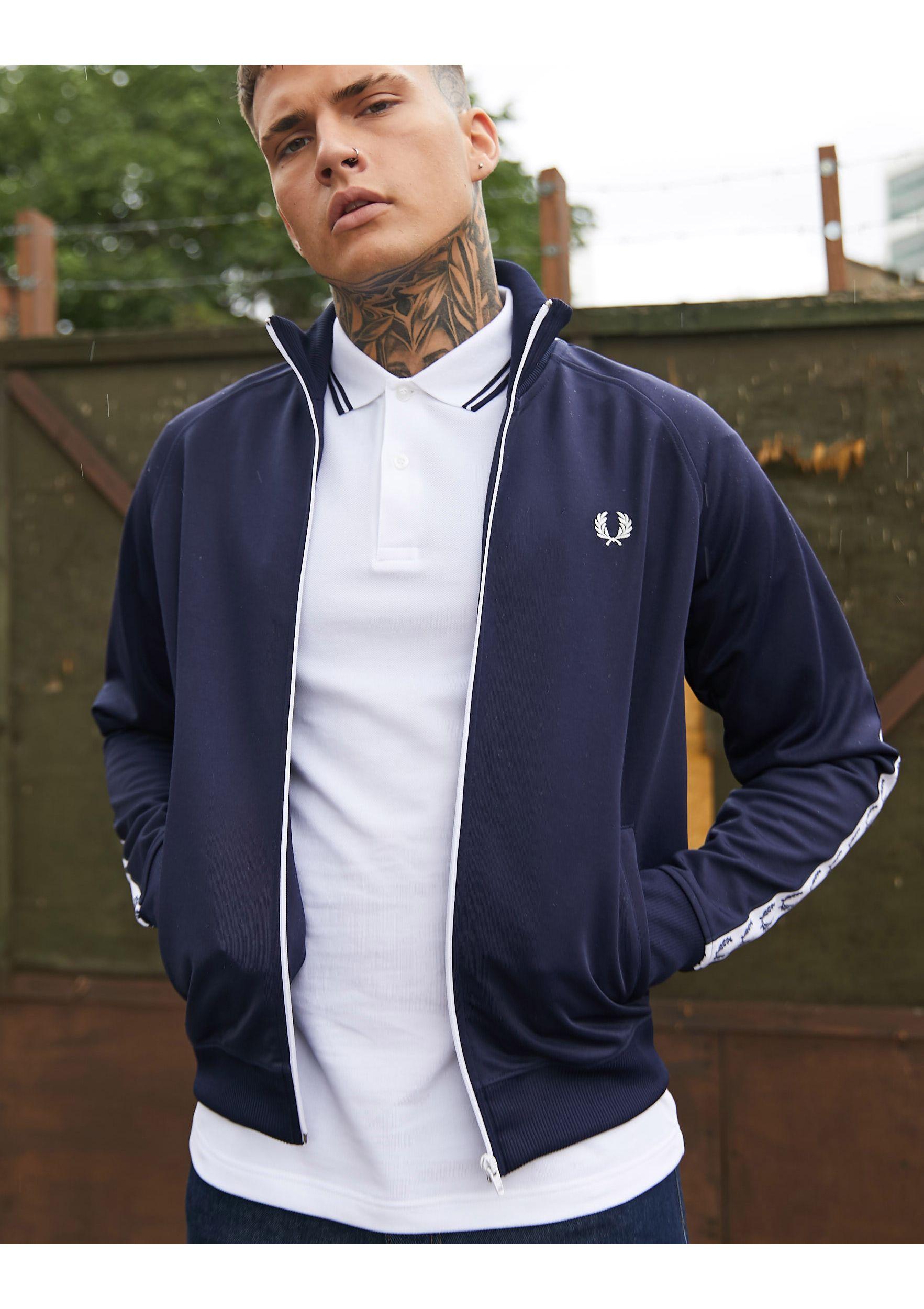 Fred Perry Side Taped Track Jacket in Blue for Men | Lyst UK