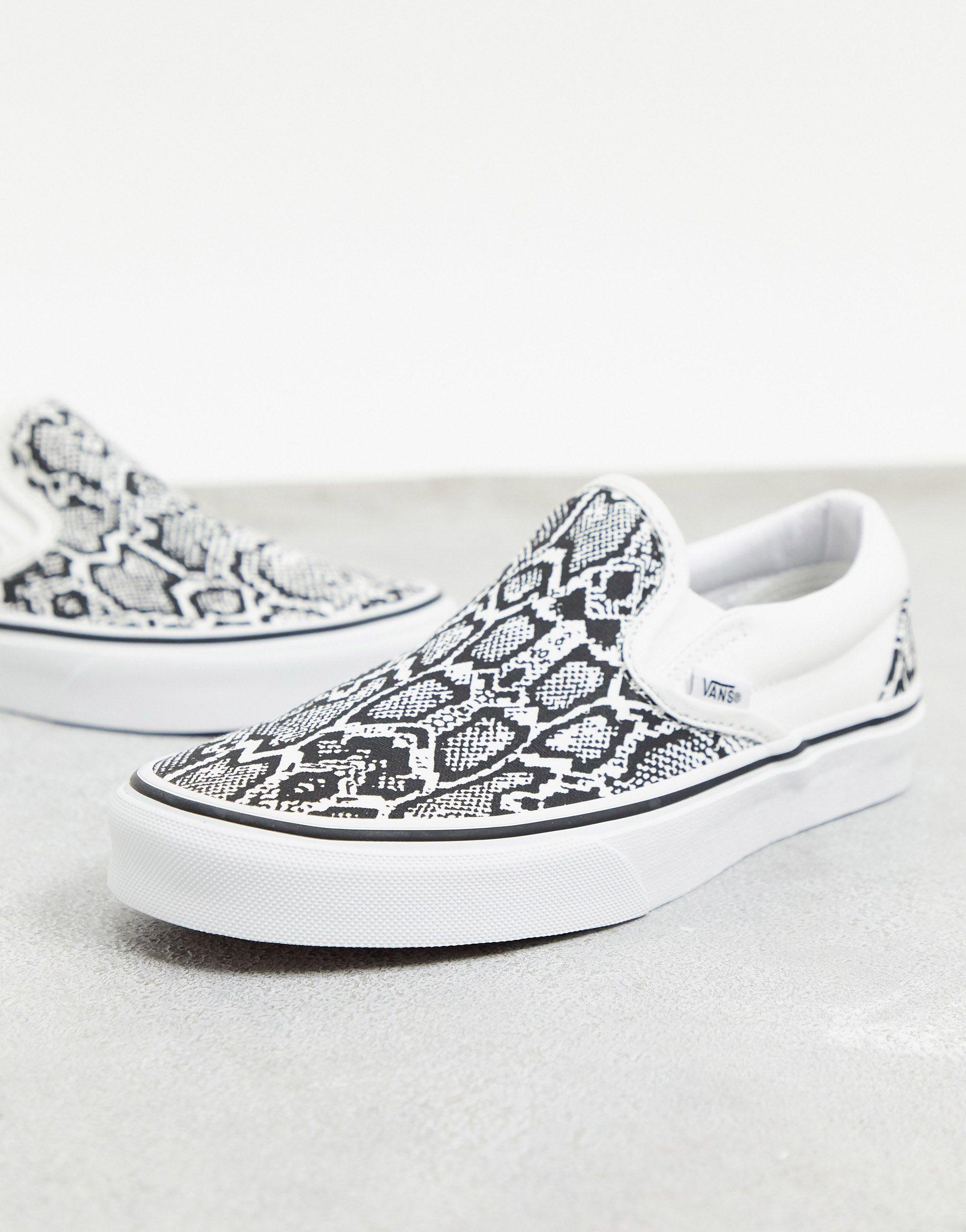 Vans Rubber Snakeskin-print Slip-on Sneakers in White | Lyst