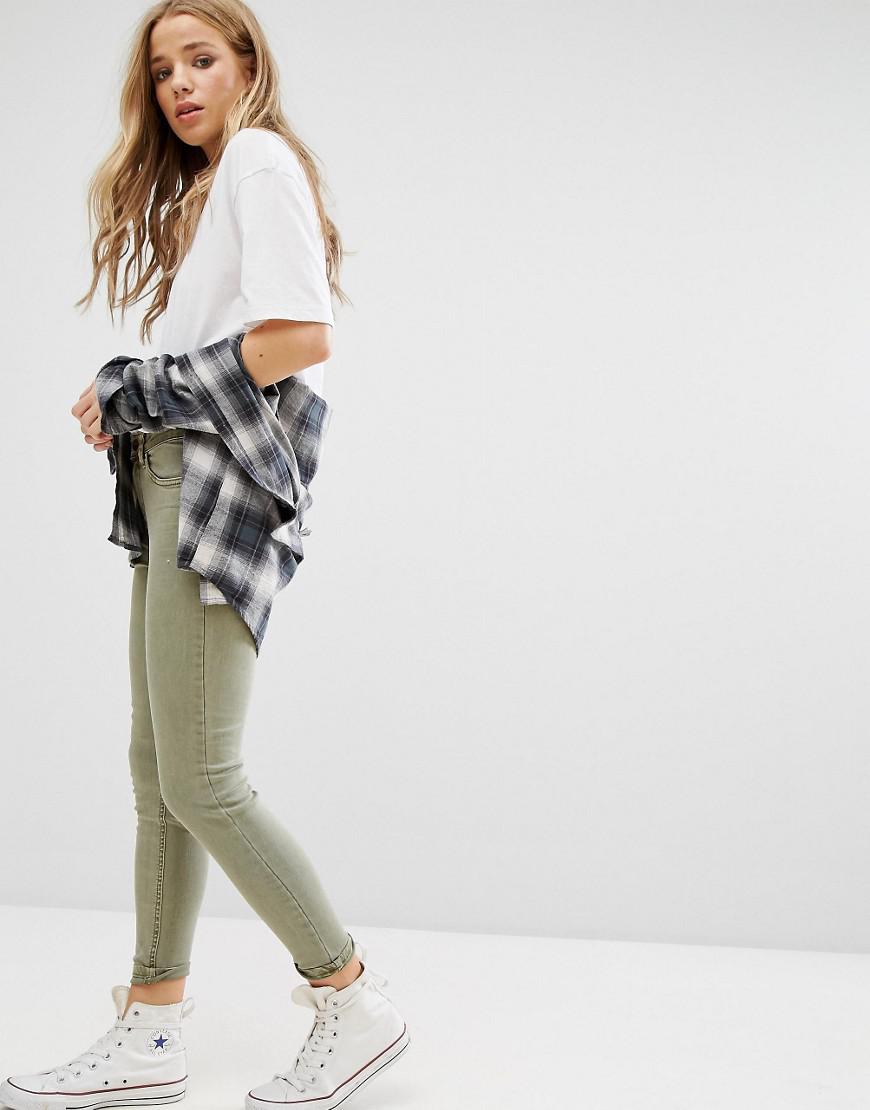 New Look Denim Khaki Skinny Jeans in Green Lyst