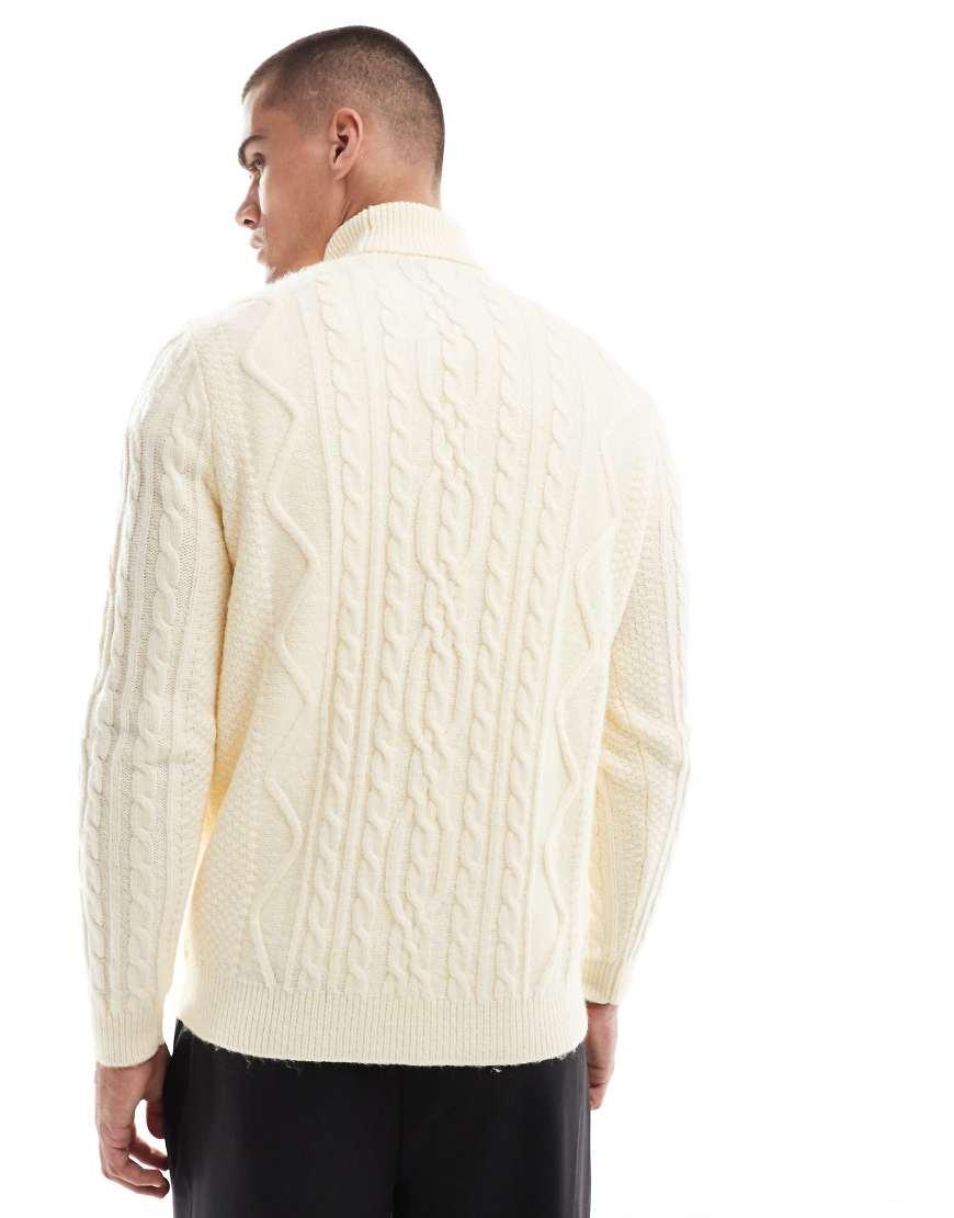 Cable Knit Roll Neck Jumper Asos ASOS Heavyweight Cable Knitted