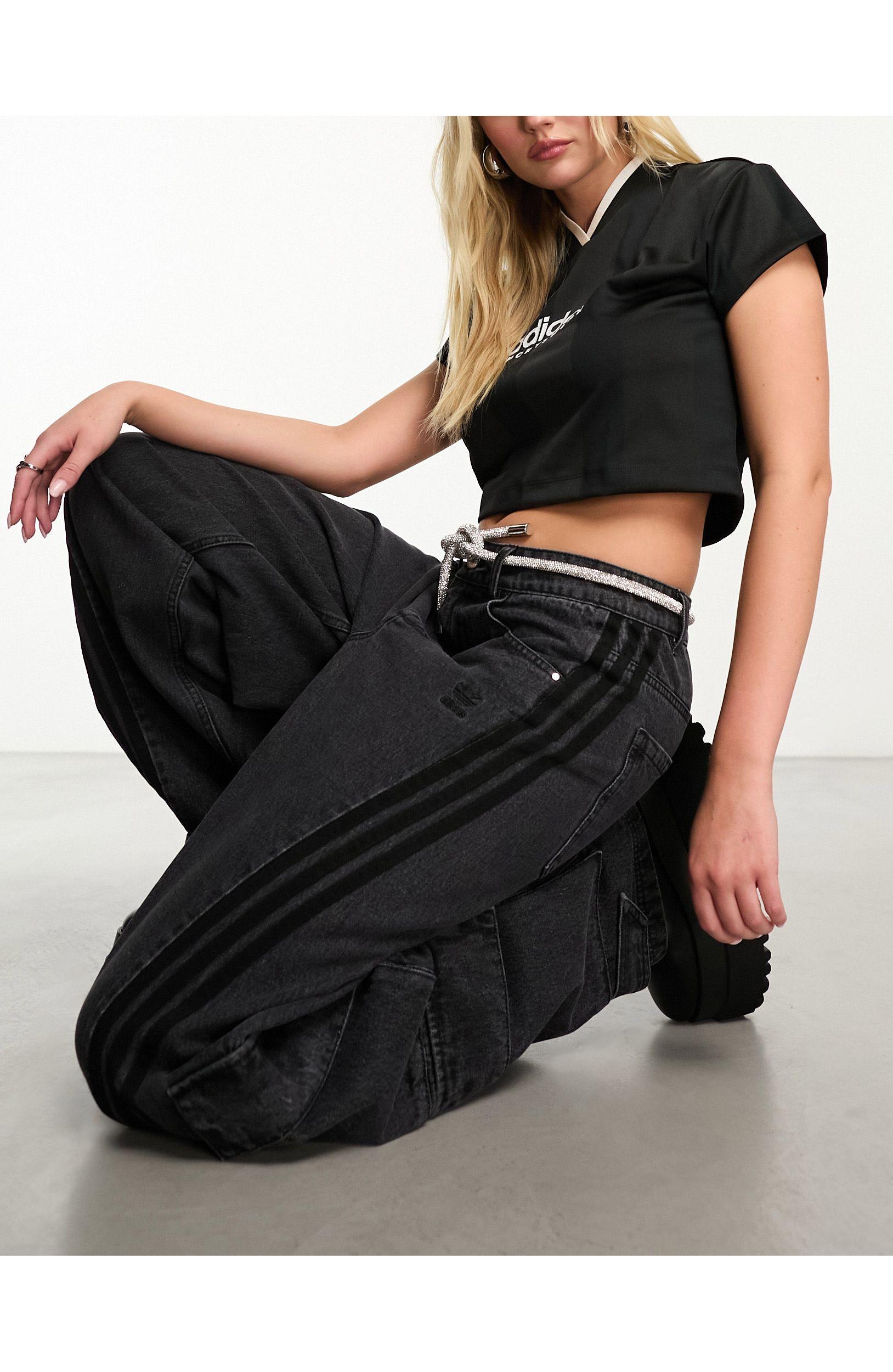 adidas Originals Three Stripe Cargo Jeans in White Lyst UK