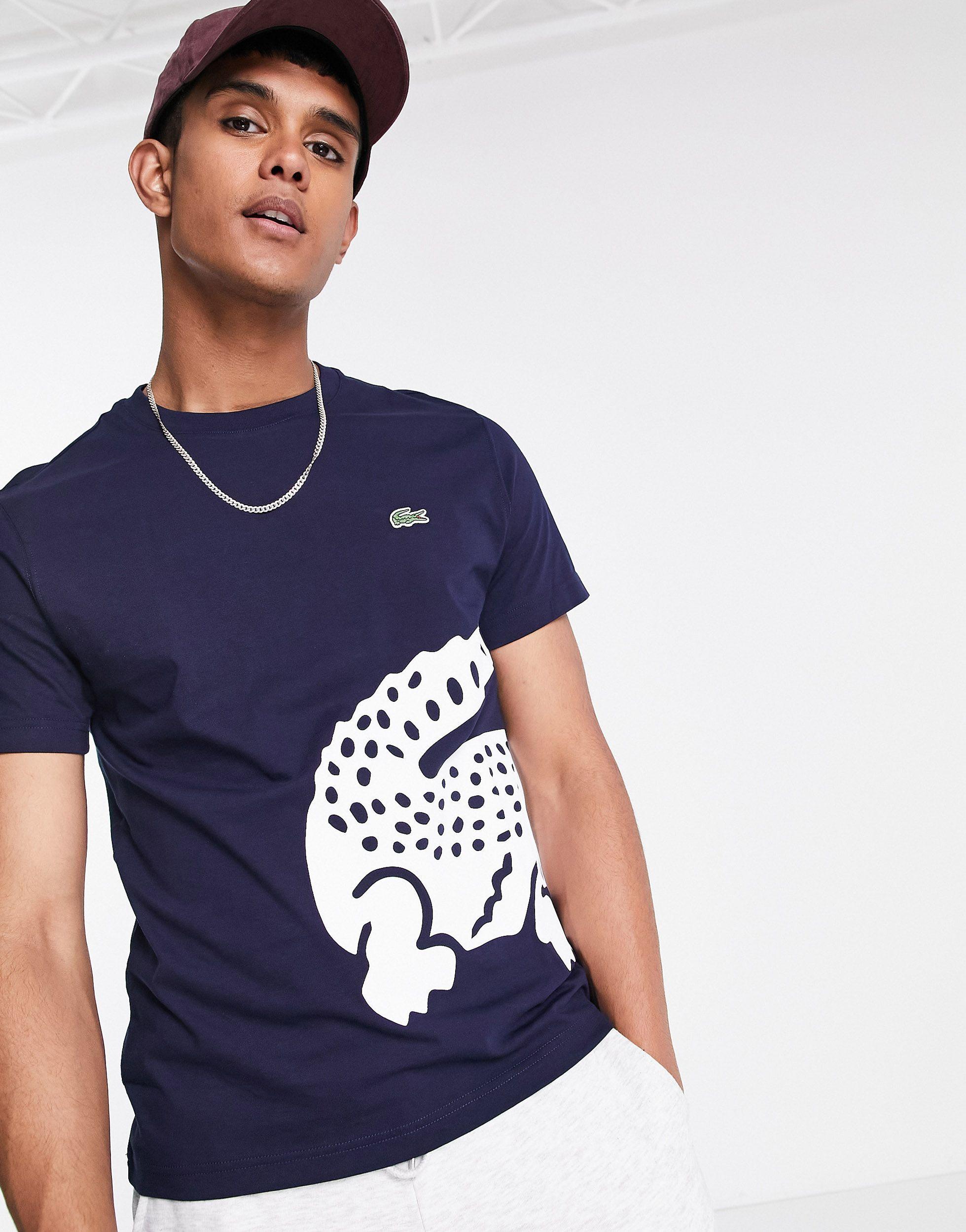 T-shirt à logo crocodile oversize Lacoste pour homme en coloris Bleu | Lyst