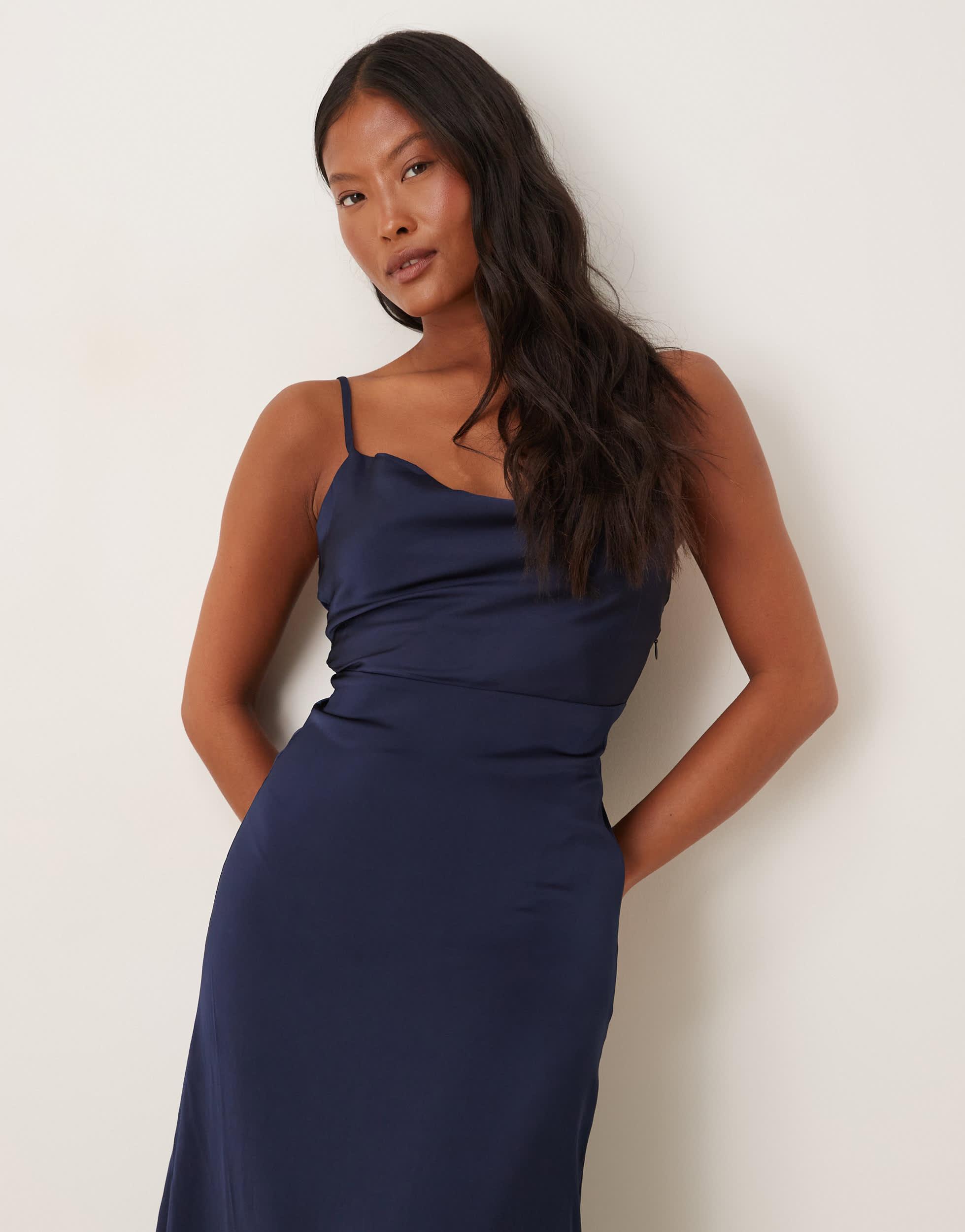 vila satin cowl neck maxi dress Vila Satin Cowl Neck Maxi Dress in Natural