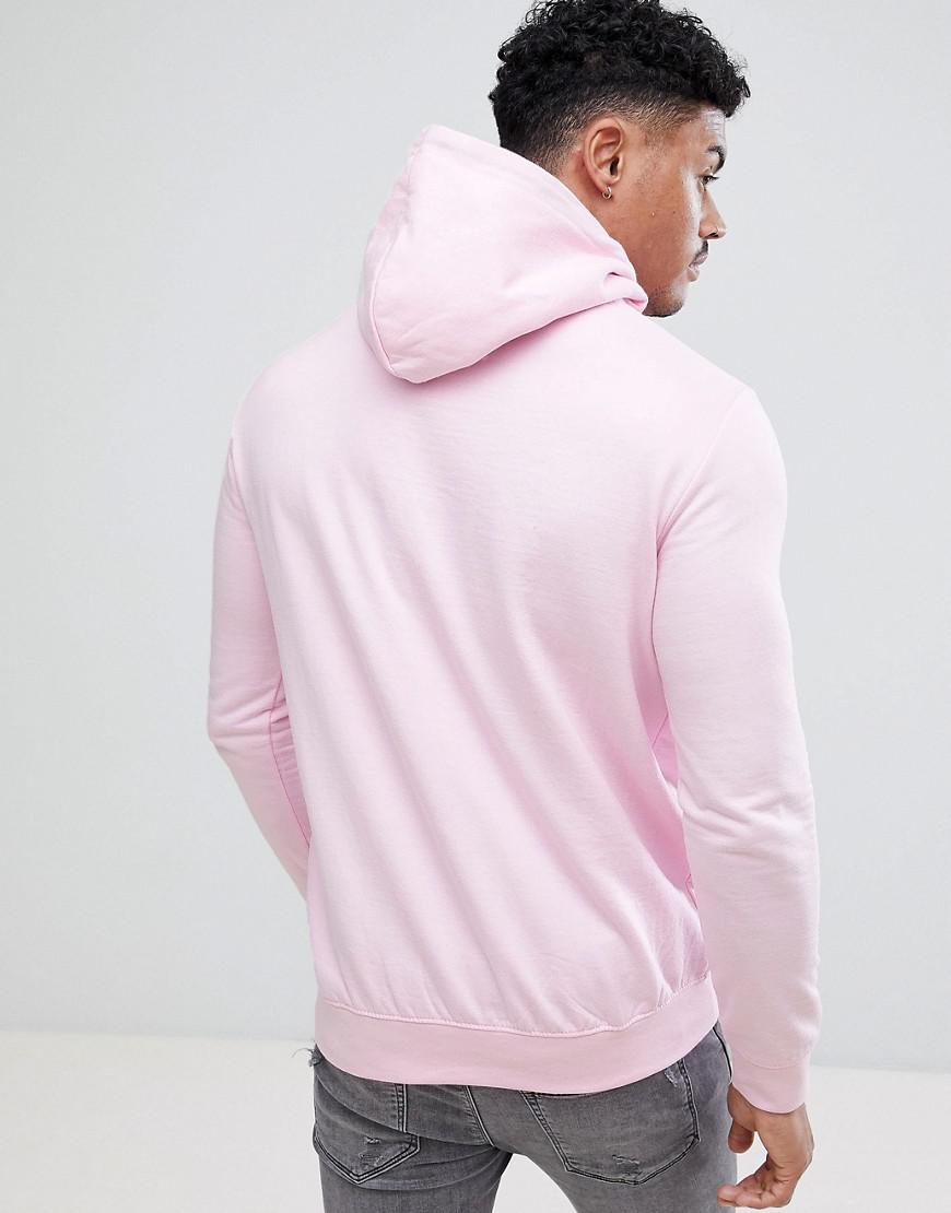 Bershka Denim Hoodie In Pink for Men - Lyst