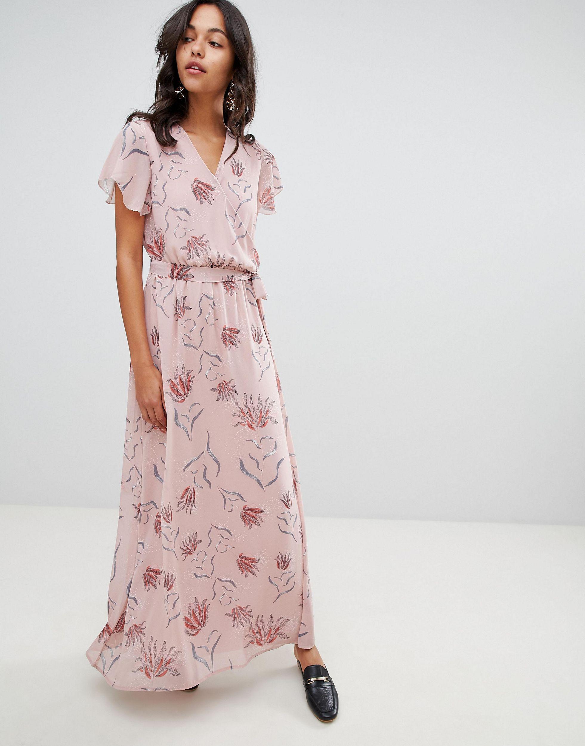pink floral wrap dress