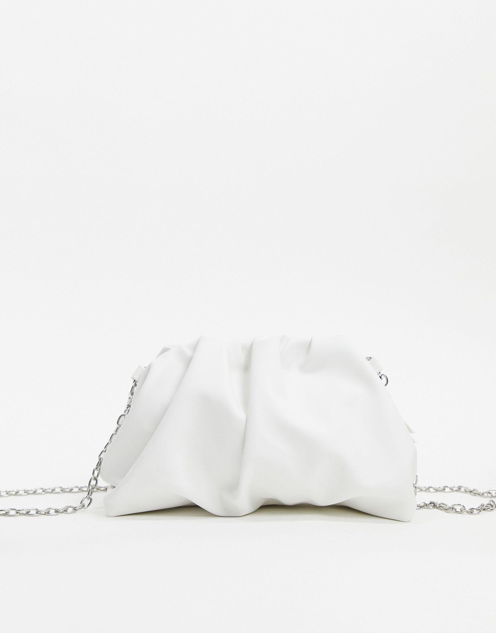 Bershka Synthetic Ruched Small Bag in White - Lyst