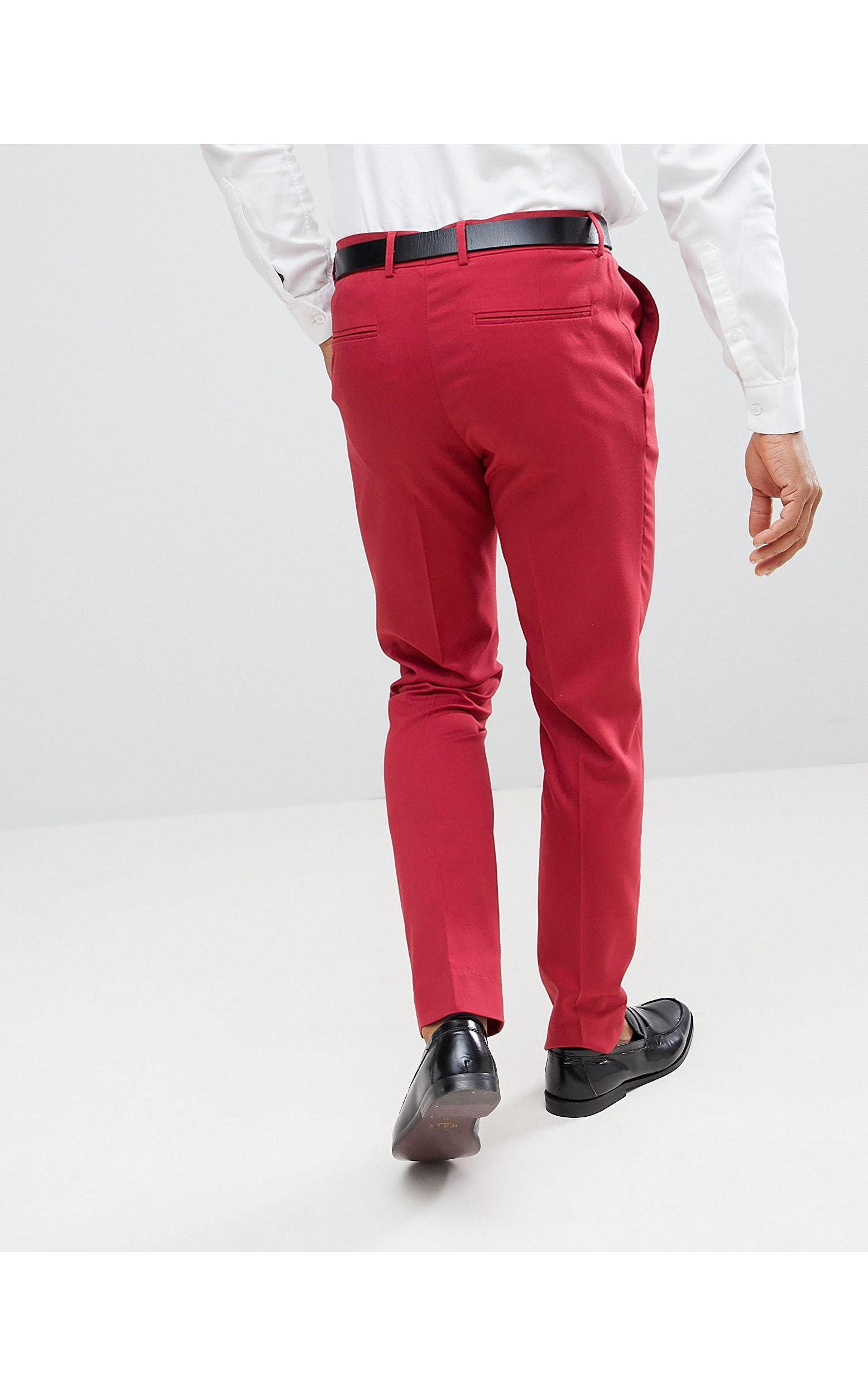 ASOS Denim Skinny Smart Pants in Red 