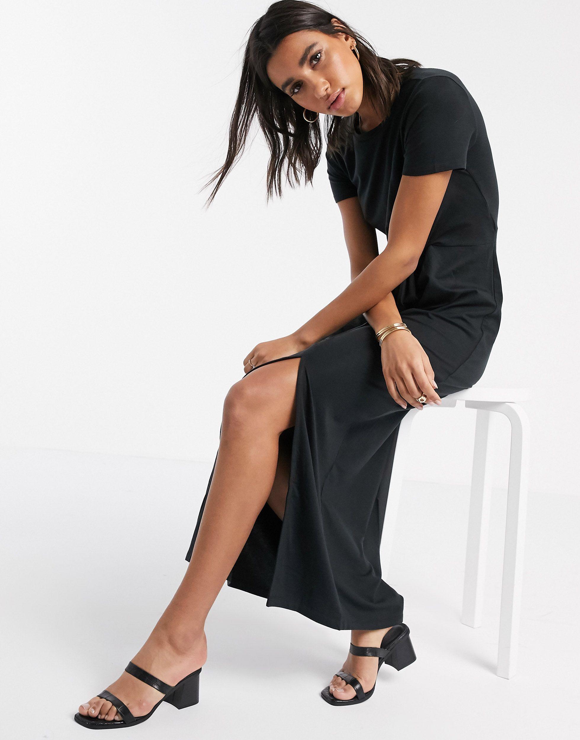 Vero Moda Midi T-shirt Dress With Twist Detail in Black | Lyst