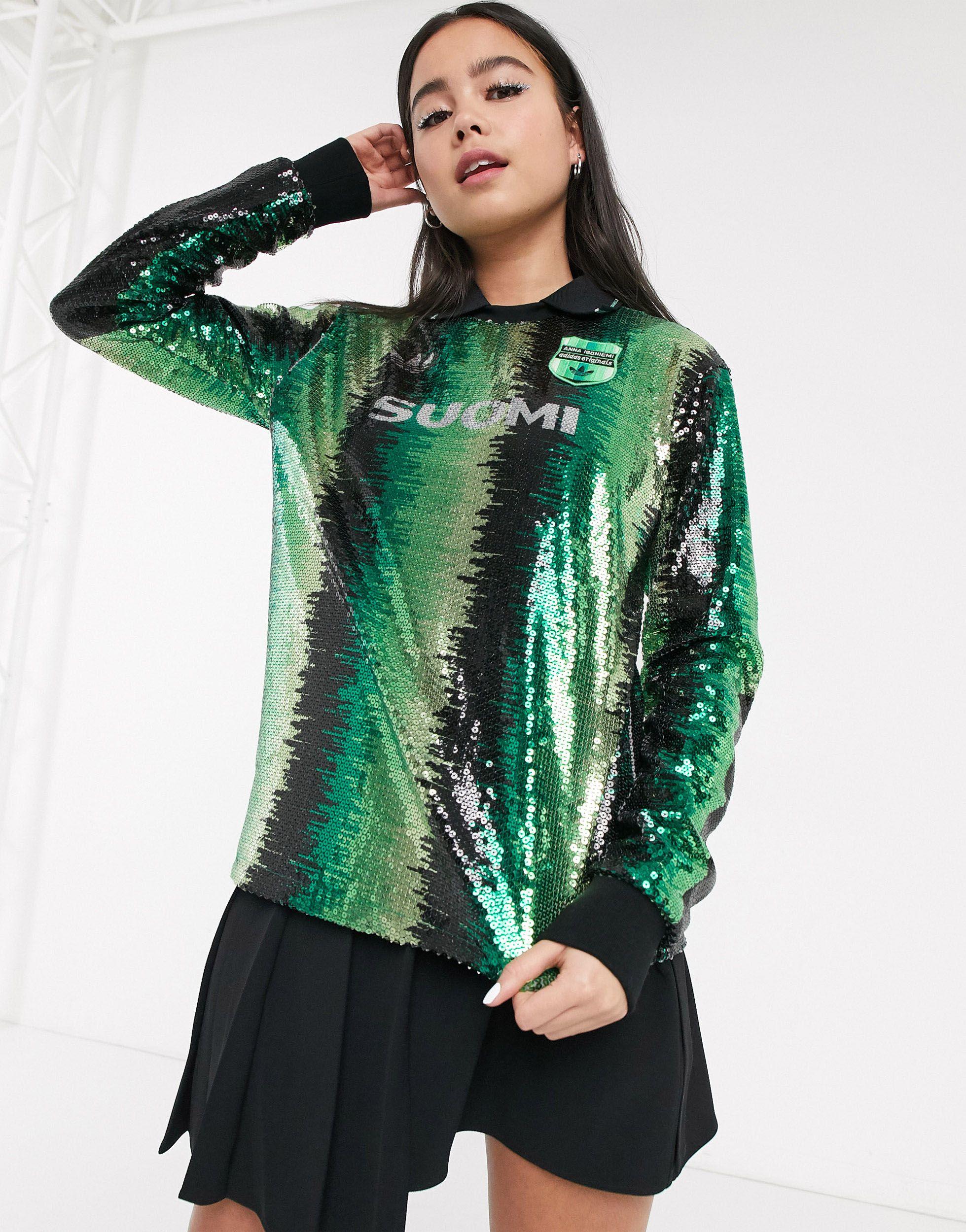 adidas Originals Synthetic X Anna Isoniemi Sequin Football Shirt in Green - Lyst