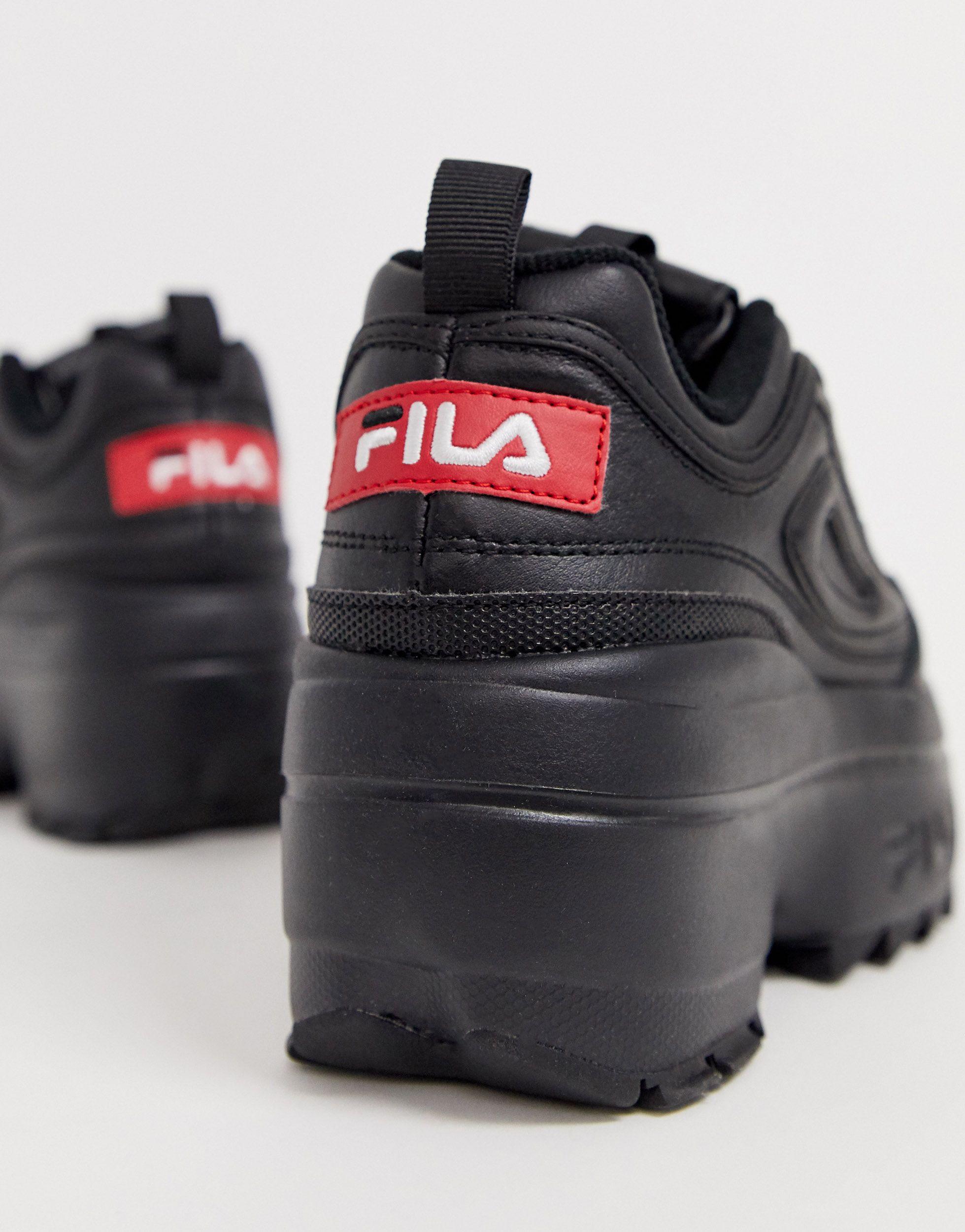 Fila Leather Disruptor Ii Platform Wedge Trainers in Black | Lyst