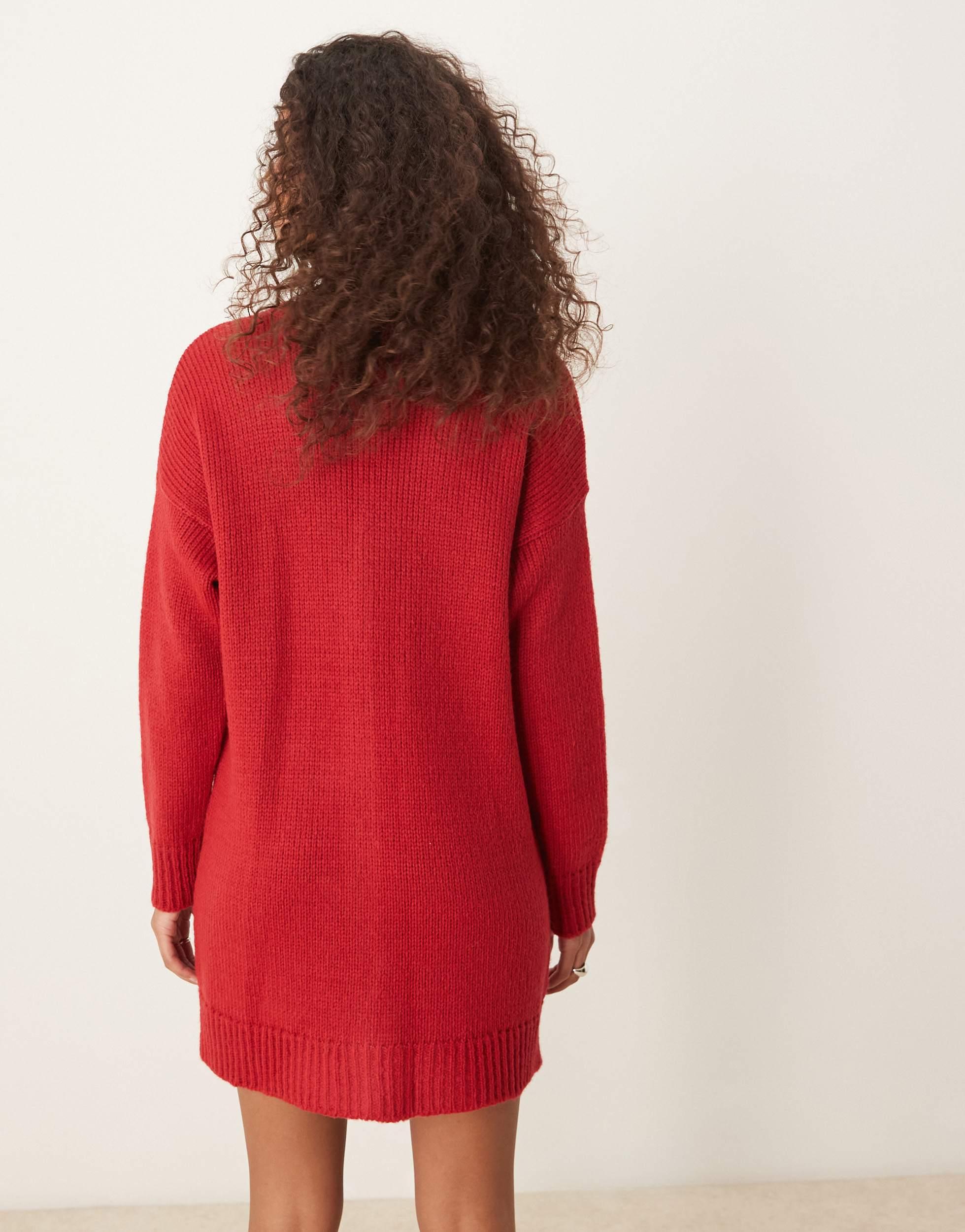 Miss Selfridge Longline Oversized Cardigan Dress in Red | Lyst