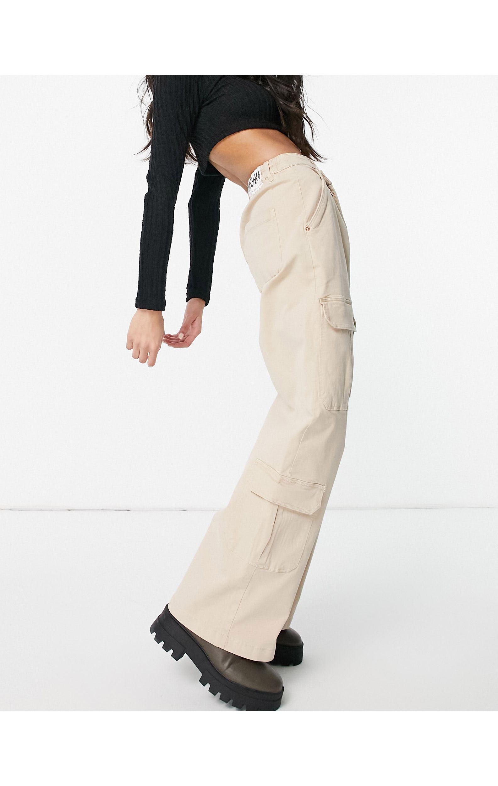Bershka Organic Cotton Wide Leg Cargo 