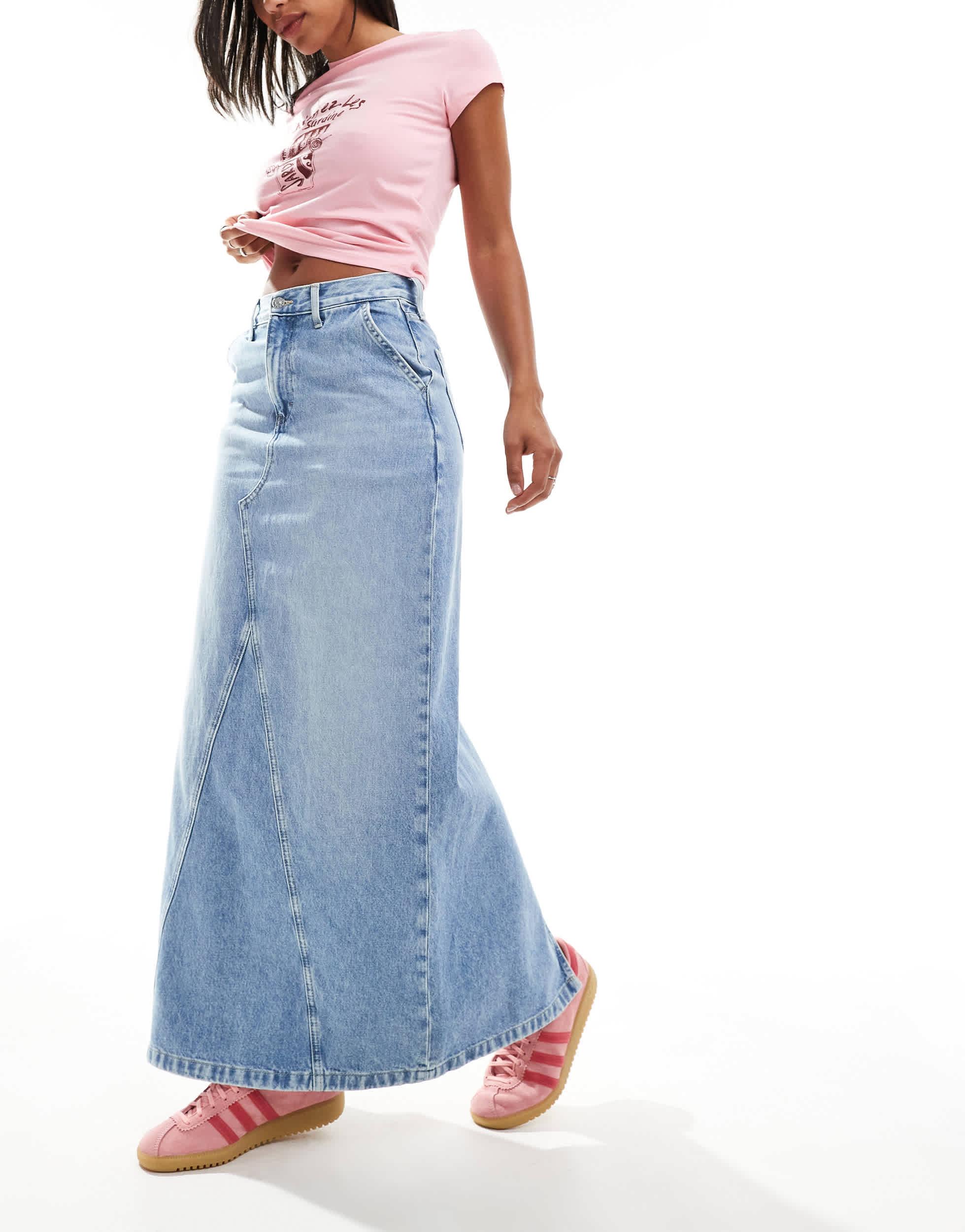 Tommy Hilfiger Claire Denim Maxi Rok in het Blauw Lyst NL