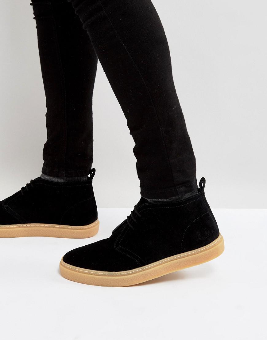 Fred Perry Hawley Mid Suede Desert Boots In Black for Men - Lyst