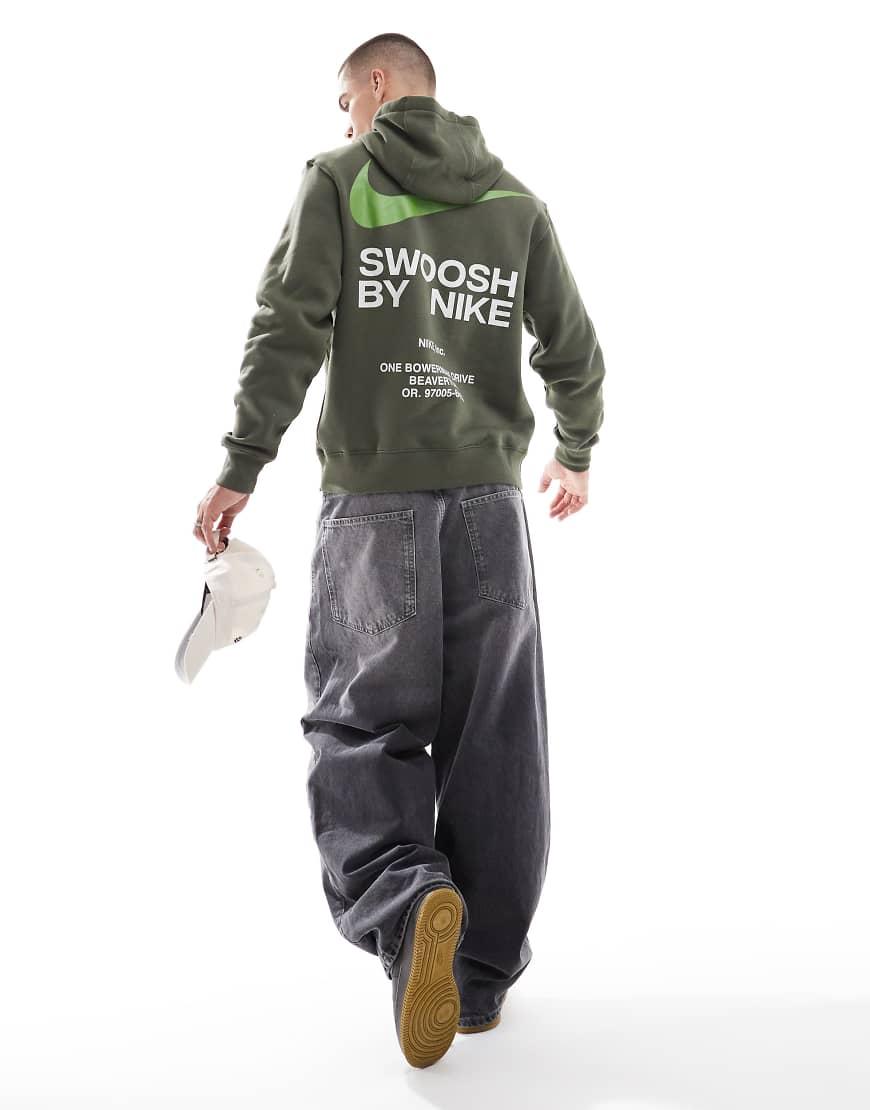 Nike Club Swoosh Graphic Backprint Hoodie in Green for Men Lyst
