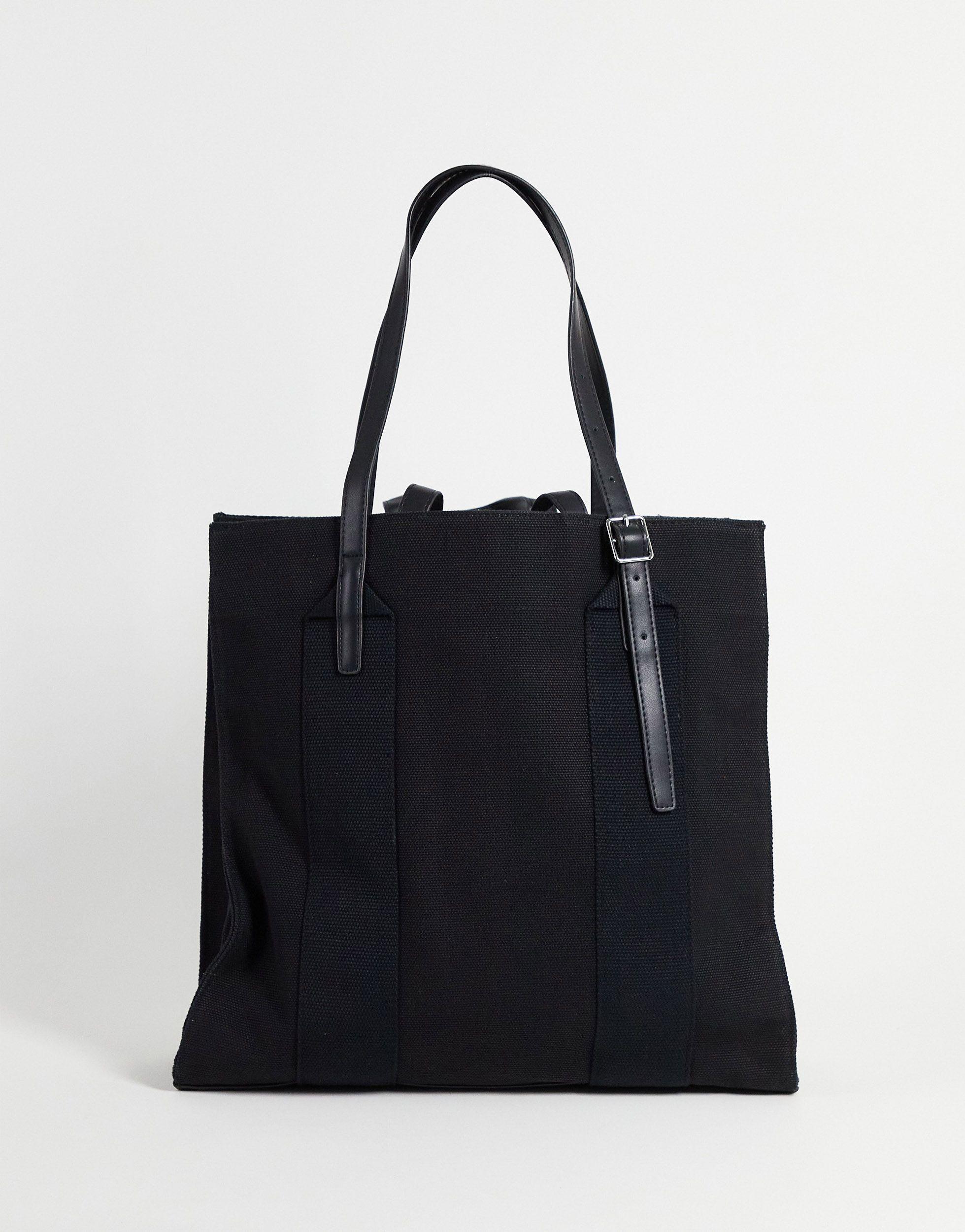 ASOS Heavyweight Canvas Tote Bag With Internal Compartments And Double  Strap in Black for Men | Lyst