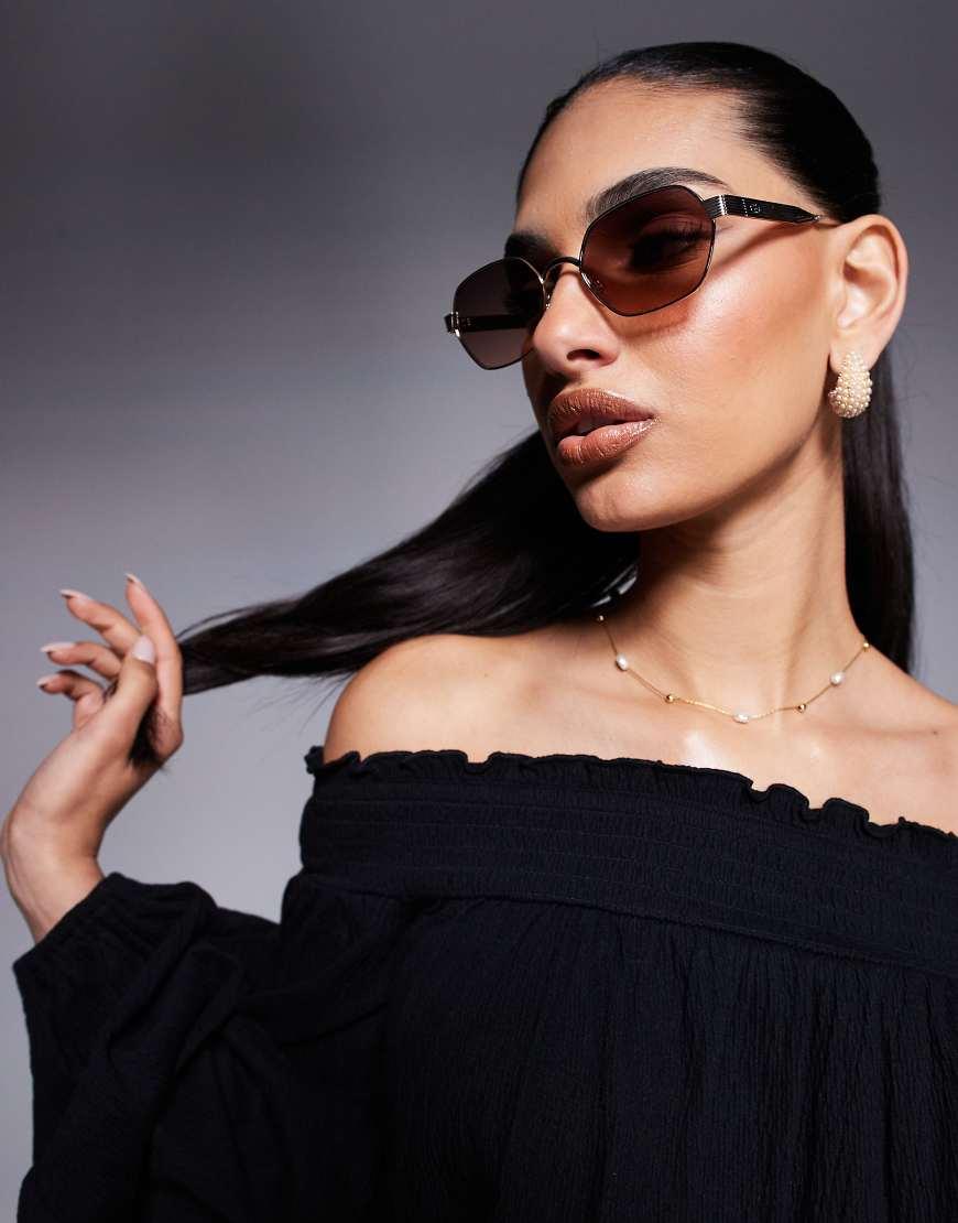 Lunettes De Soleil River Island – Monture Imprimé Animal, Verres Marron – Occasion