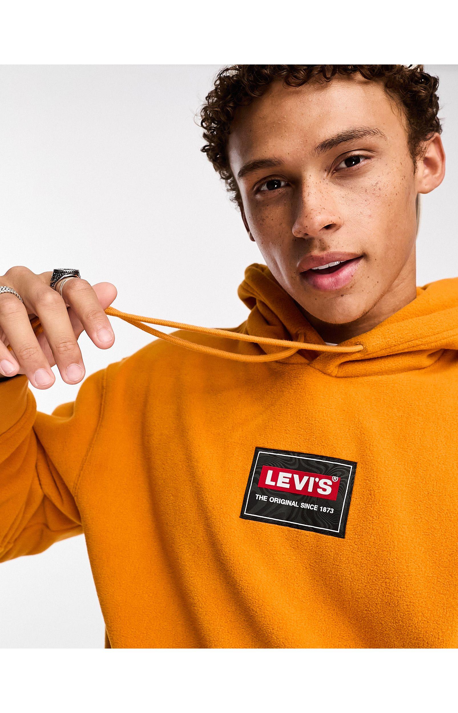 Levi's Fleece Hoodie in Orange for Men | Lyst UK