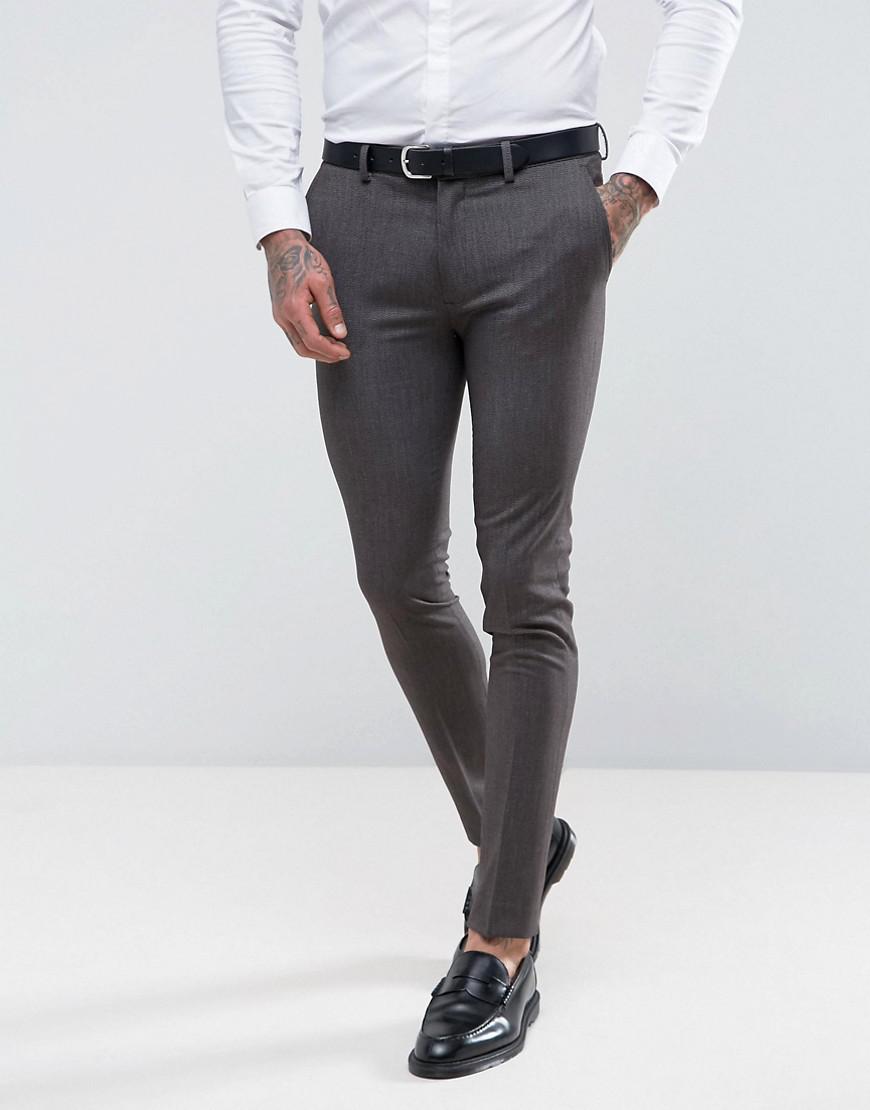 ASOS Synthetic Super Skinny Fit Suit Trousers In Salt And Pepper in Grey  for Men - Lyst