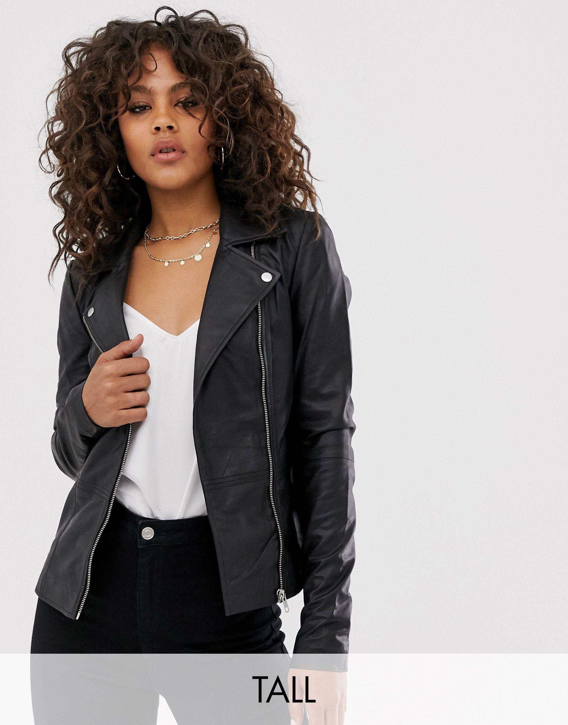 Y.A.S Leather Biker Jacket in Black | Lyst