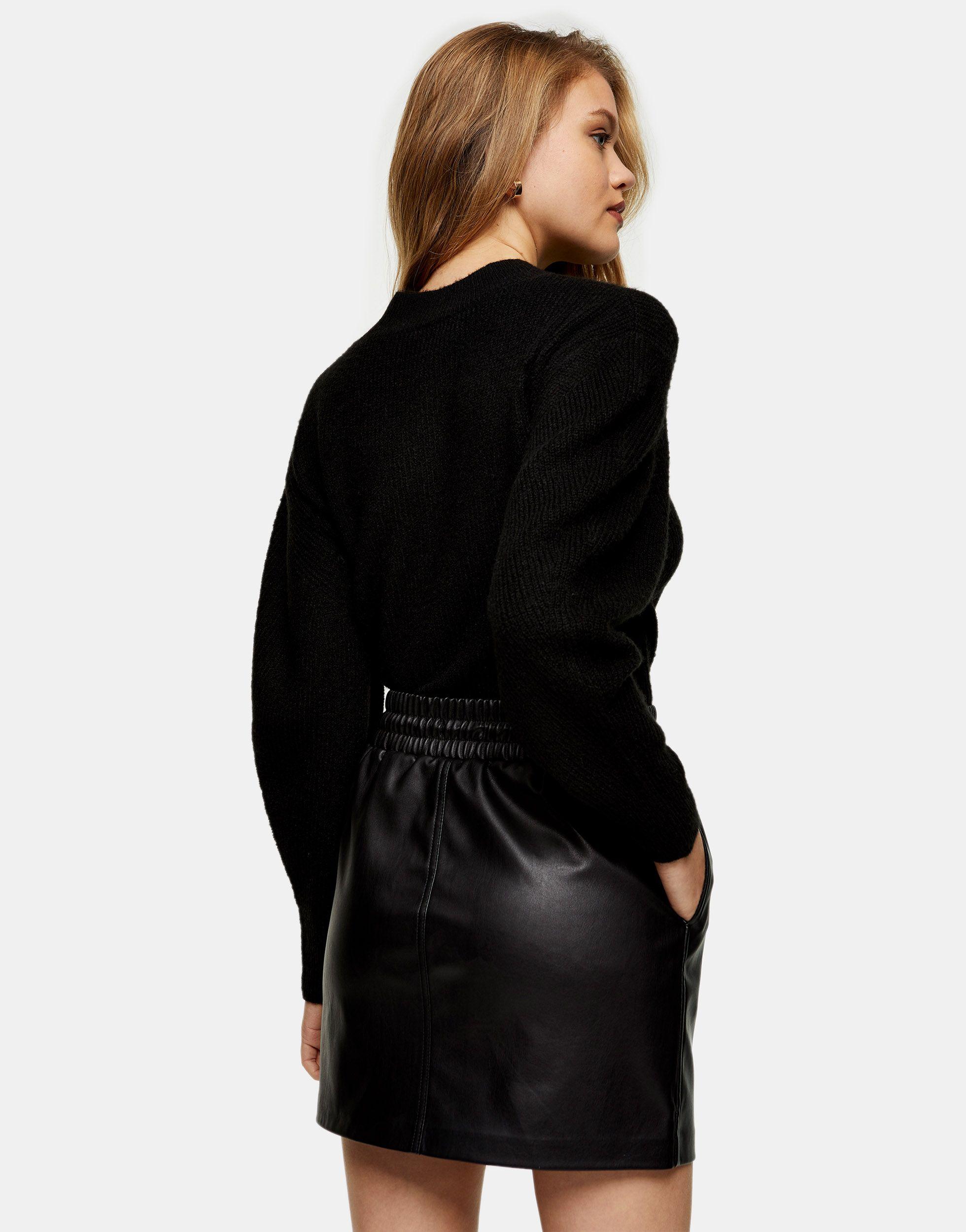 faux leather drawstring skirt