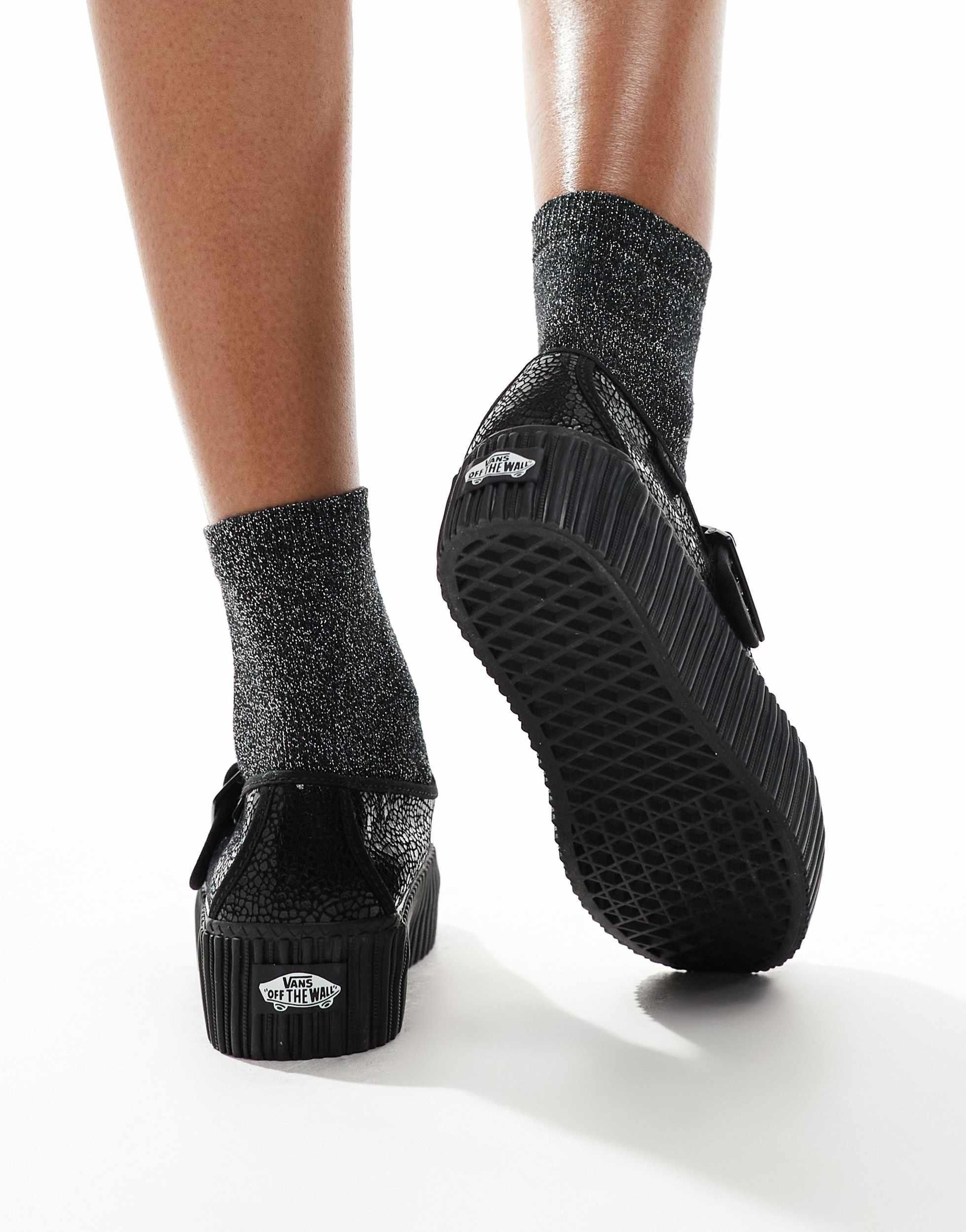 Vans Mary Jane Creeper Shoe With Snake Print Detail in Black Lyst