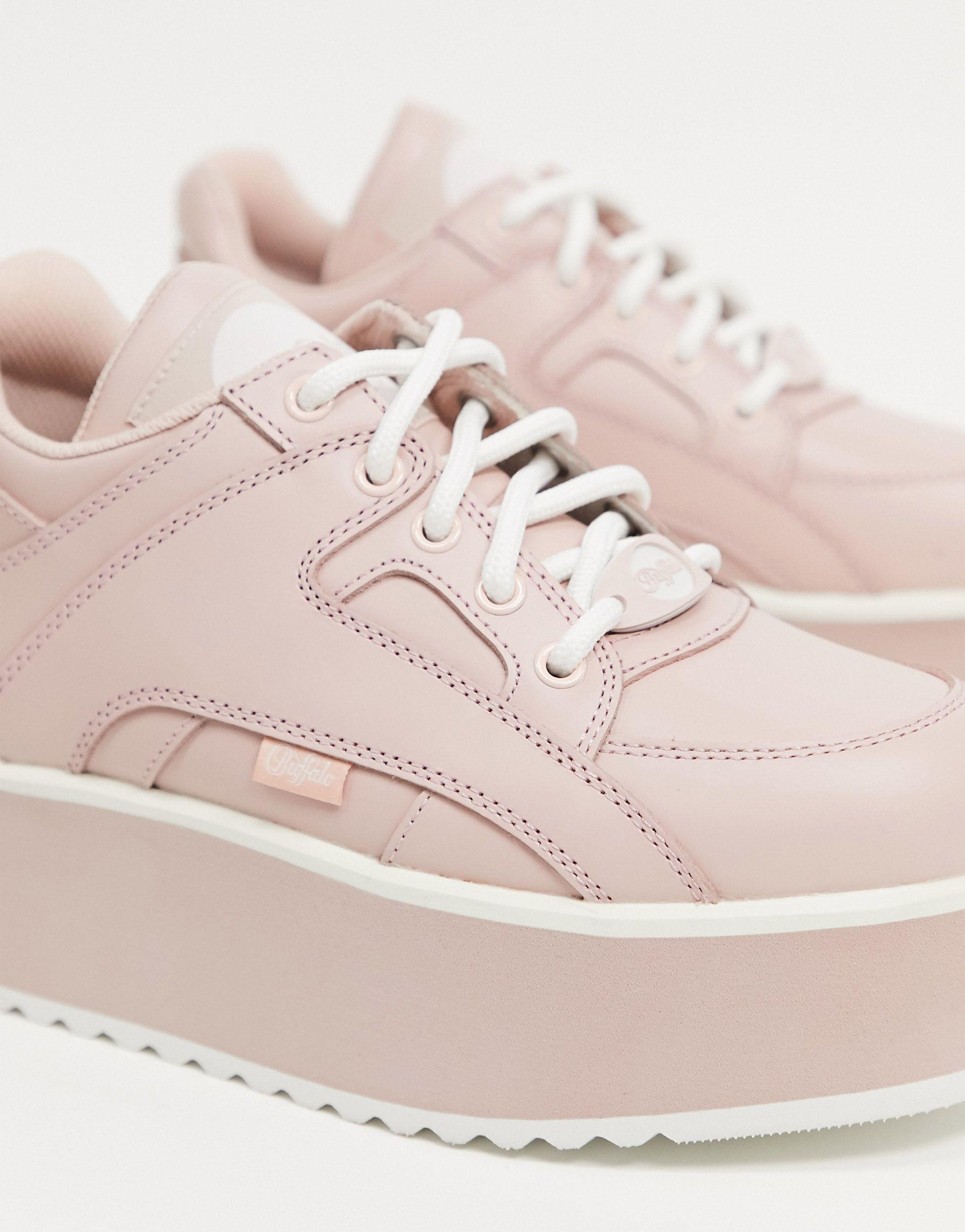 Buffalo Schoenen Met Dikke Plateauzool Van Leer in het Roze - Lyst