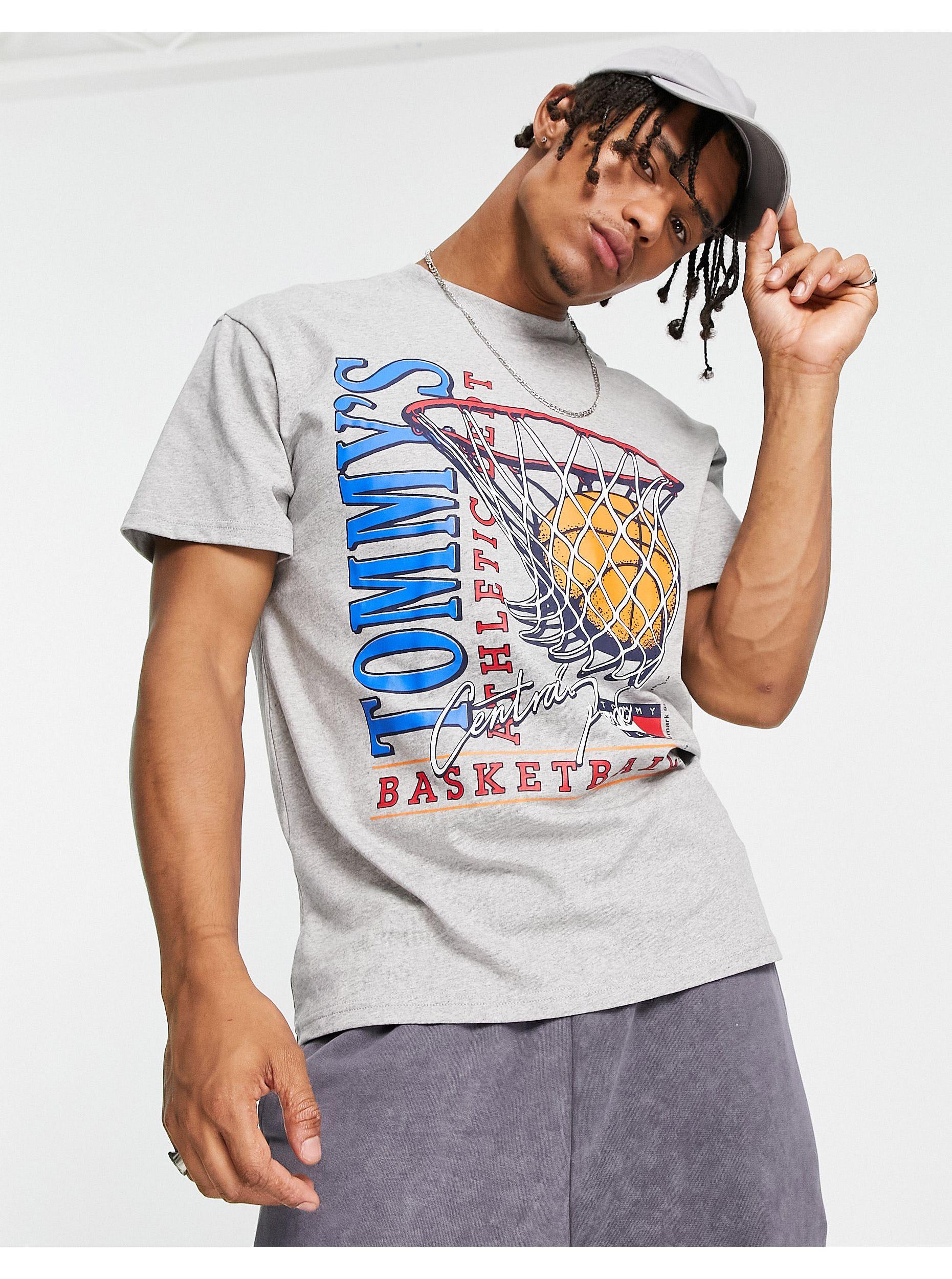 Tommy Hilfiger Relaxed Fit Basketball Vintage Print Cotton T-shirt in Gray  for Men | Lyst