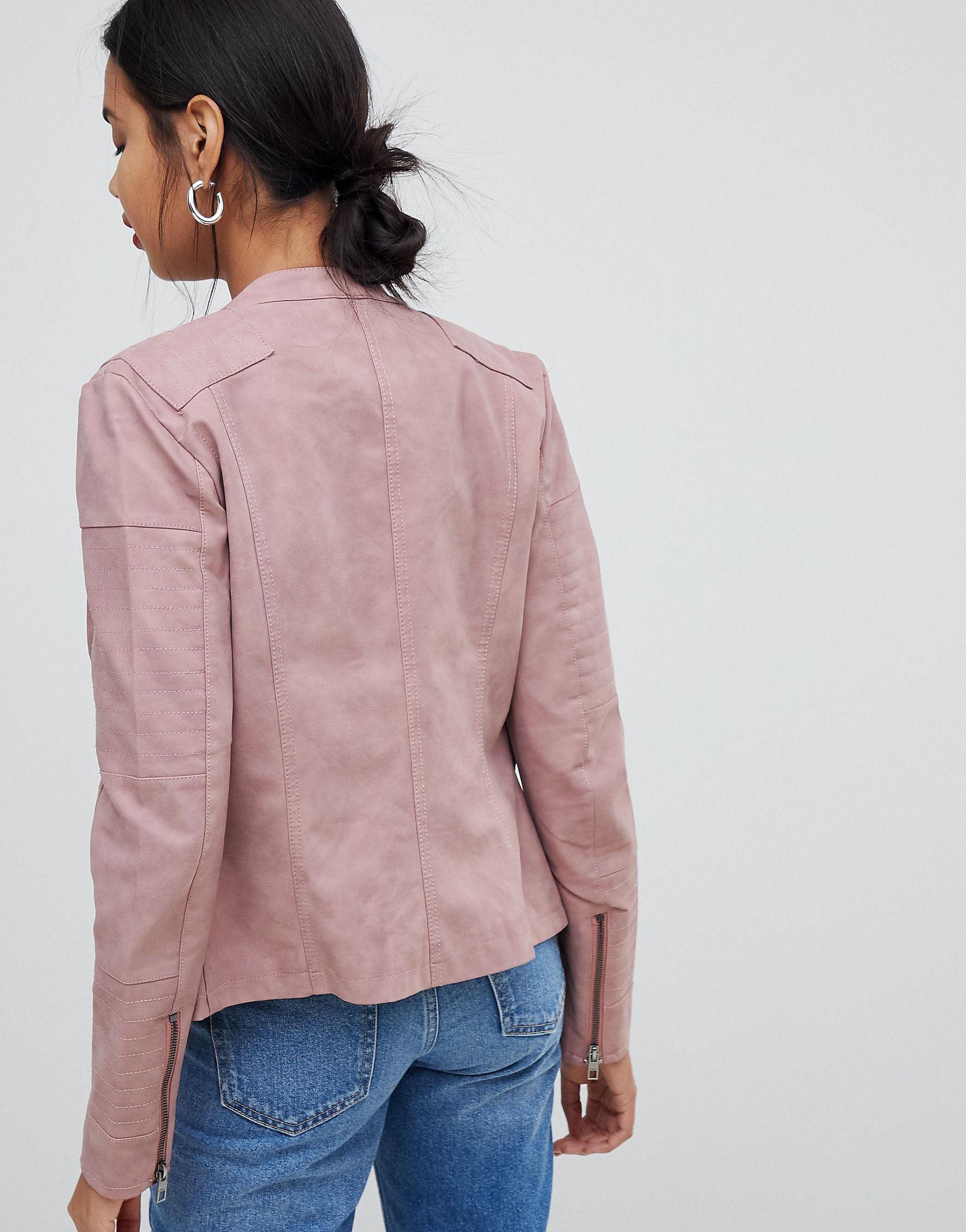 ONLY Faux Leather Jacket in Pink | Lyst