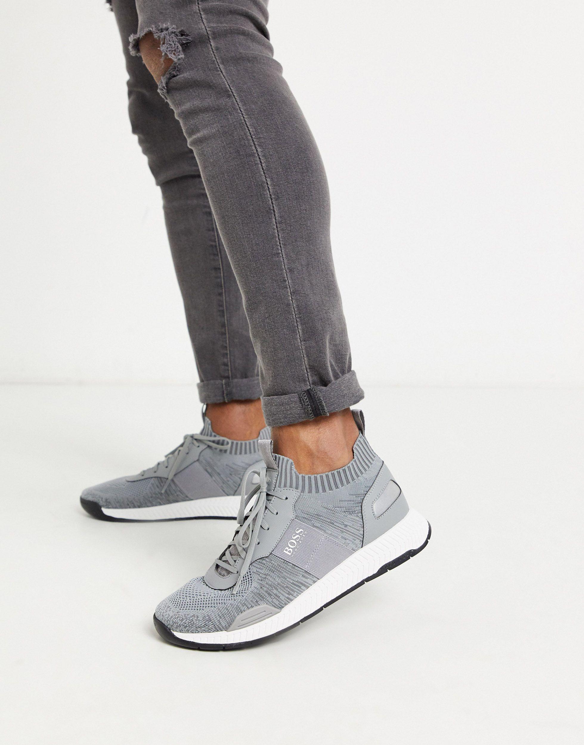 Sinewi worm Frank Worthley BOSS by HUGO BOSS Titanium Odour Repellent Runner Sneakers in Gray for Men  | Lyst