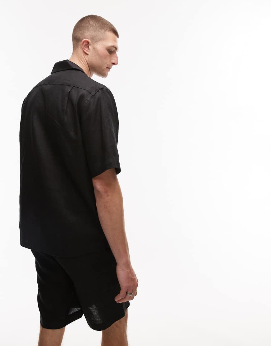 Mango Man Camisa Negra Hombre Mango Camisa Negra De Manga Corta De