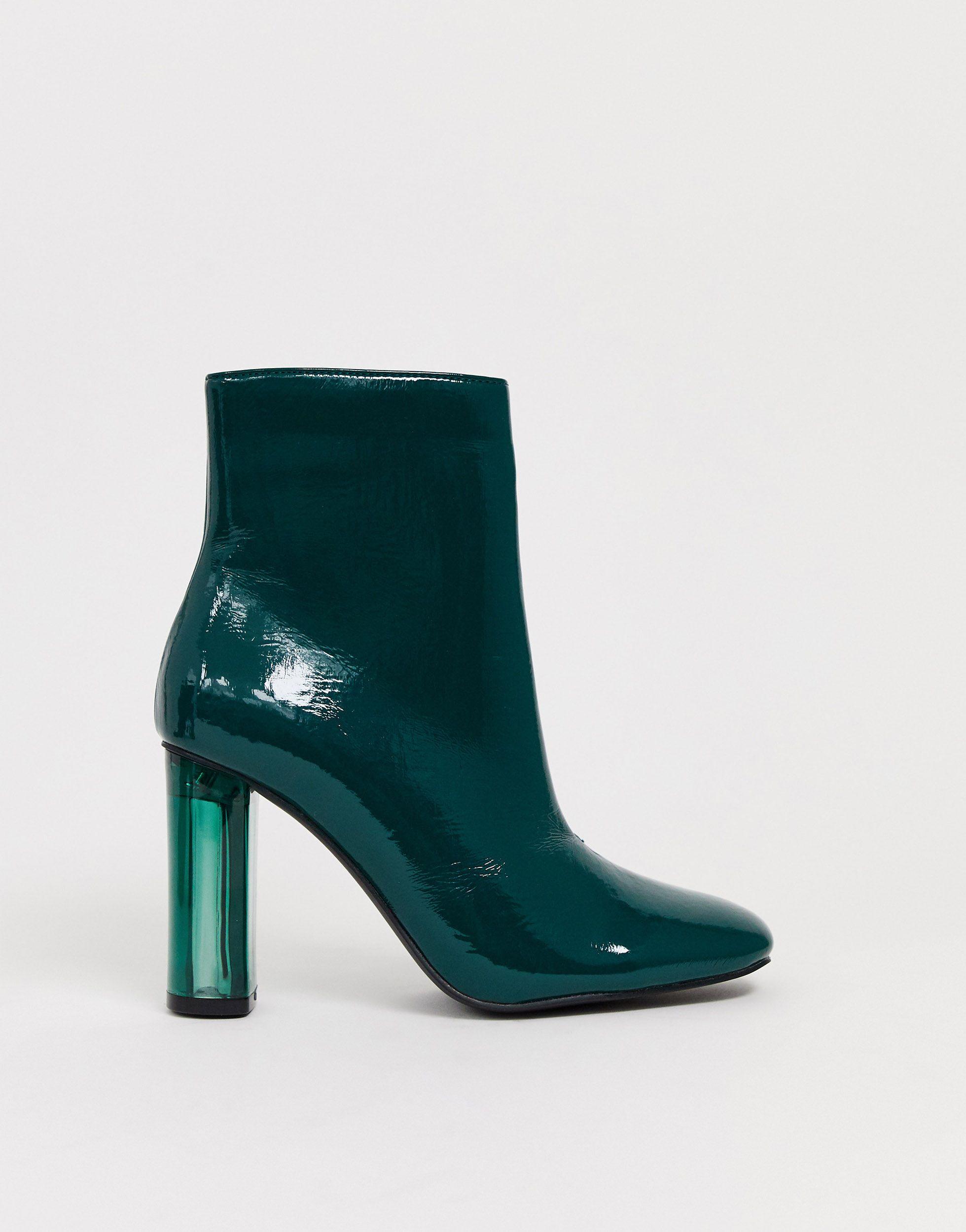 green metallic ankle boots