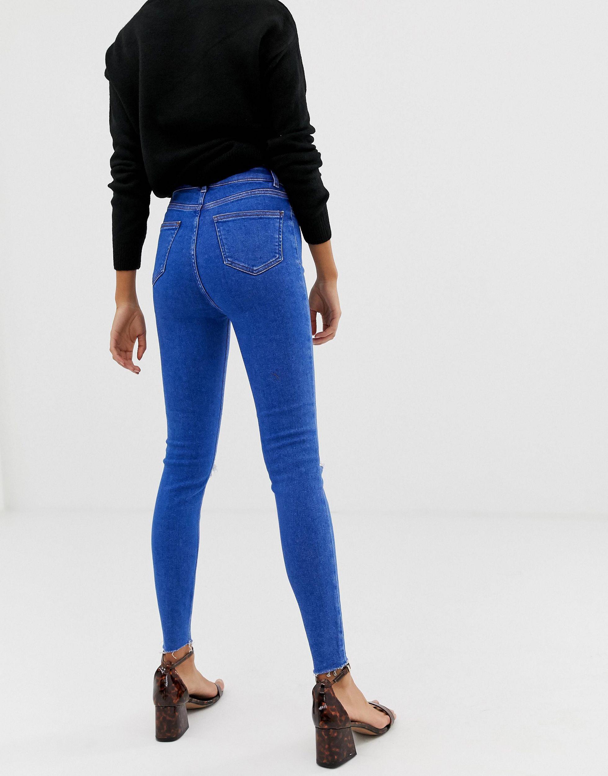 New Look Hallie Disco High Rise Ripped Jeans in Blue - Lyst