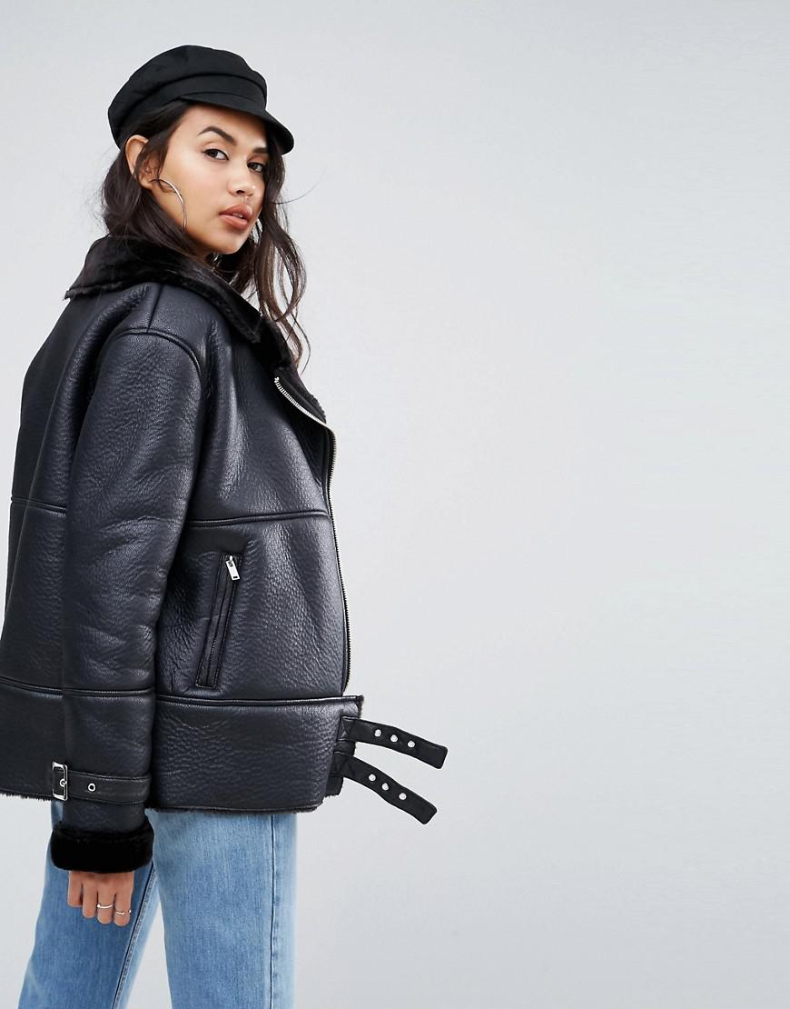 missguided black aviator jacket
