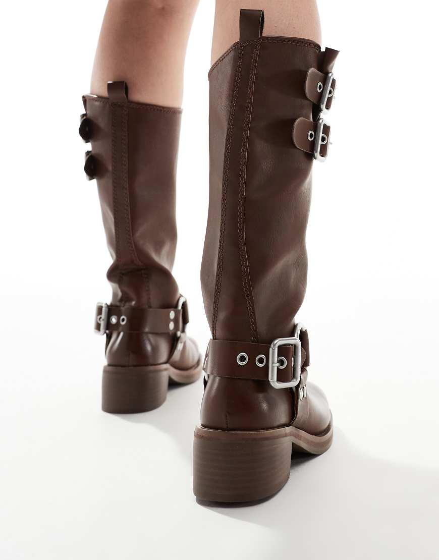 Steve Madden Eastern Biker Knee Boots With Chunky New Releases