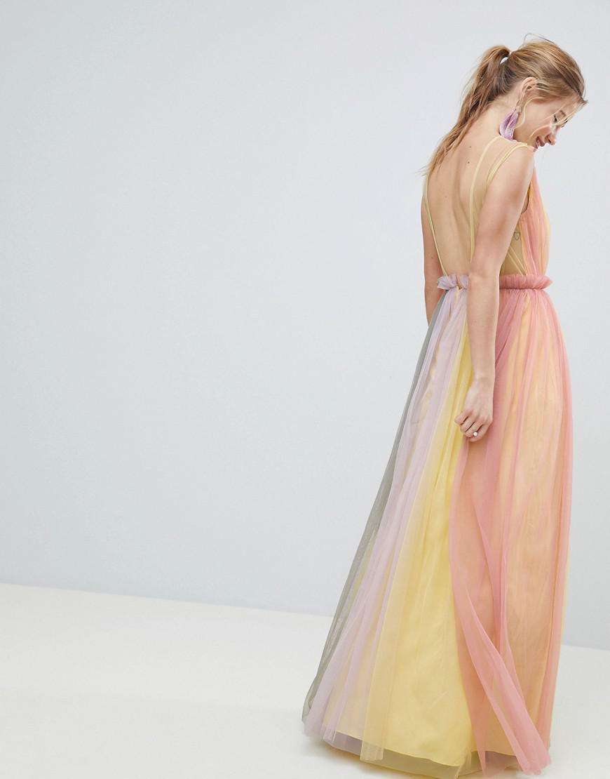Robe longue en tulle effet colour block pastel ASOS | Lyst