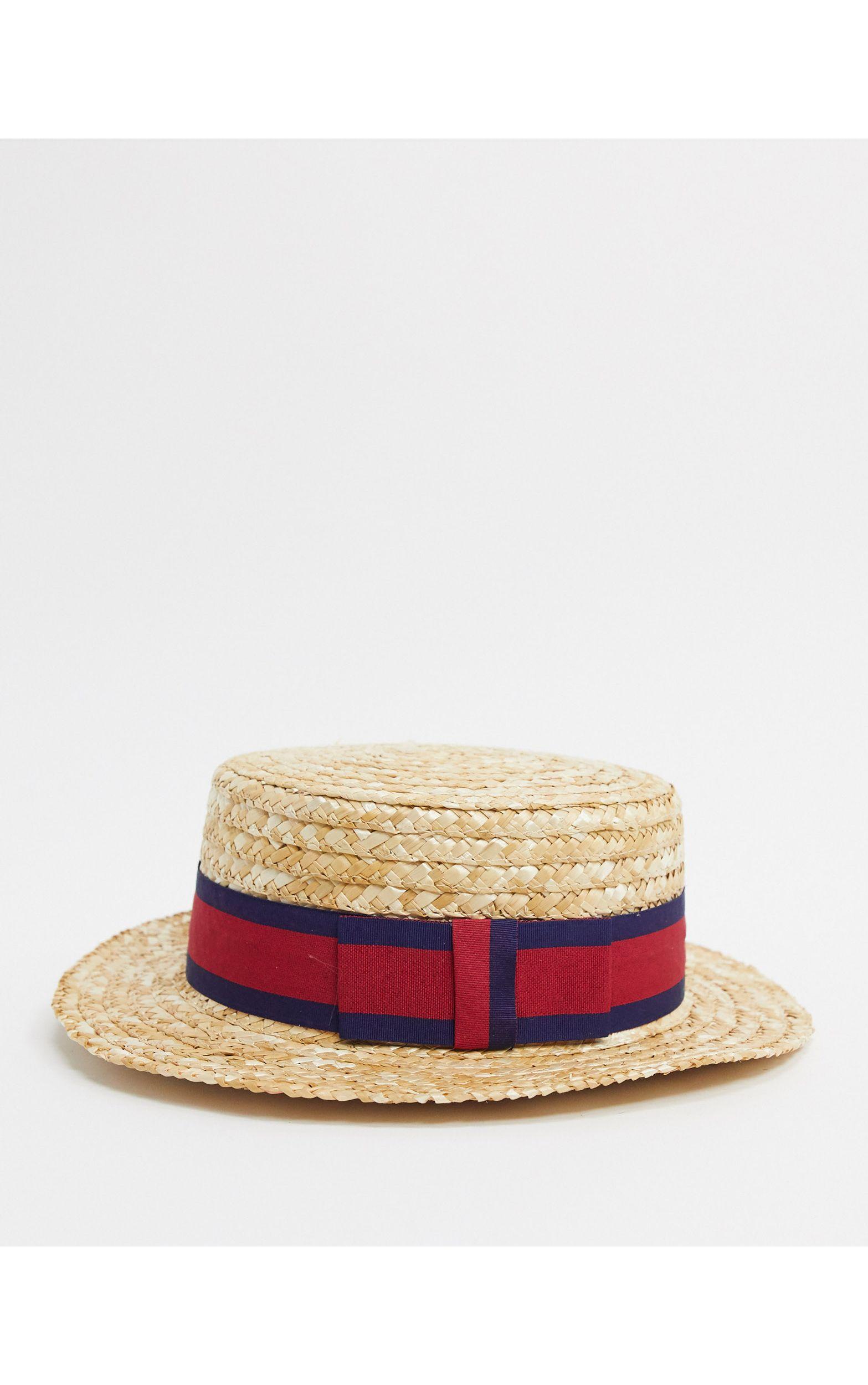ASOS Straw Boater Hat With Band Detail 