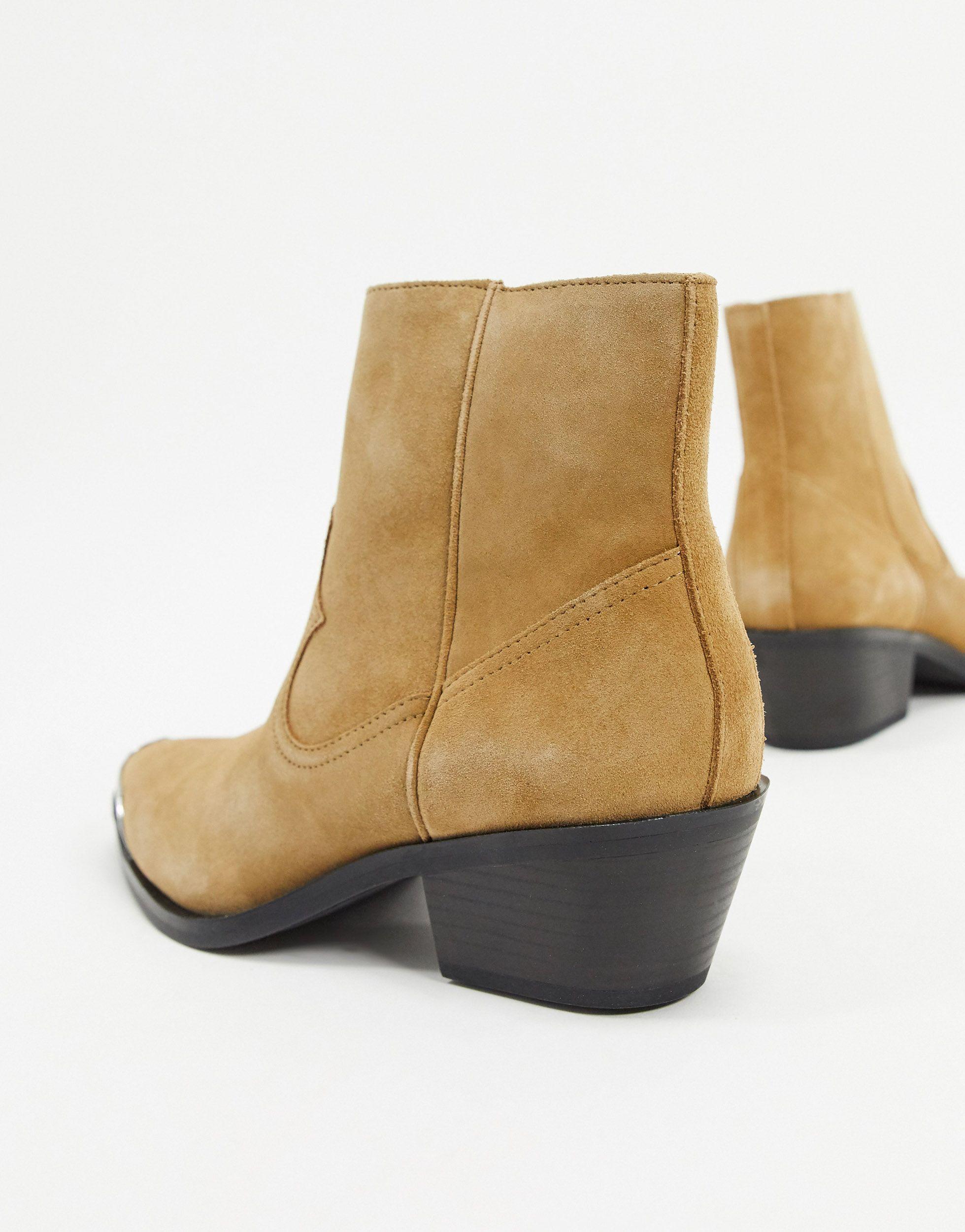 Pull&Bear Suede Western Ankle Boots - Lyst