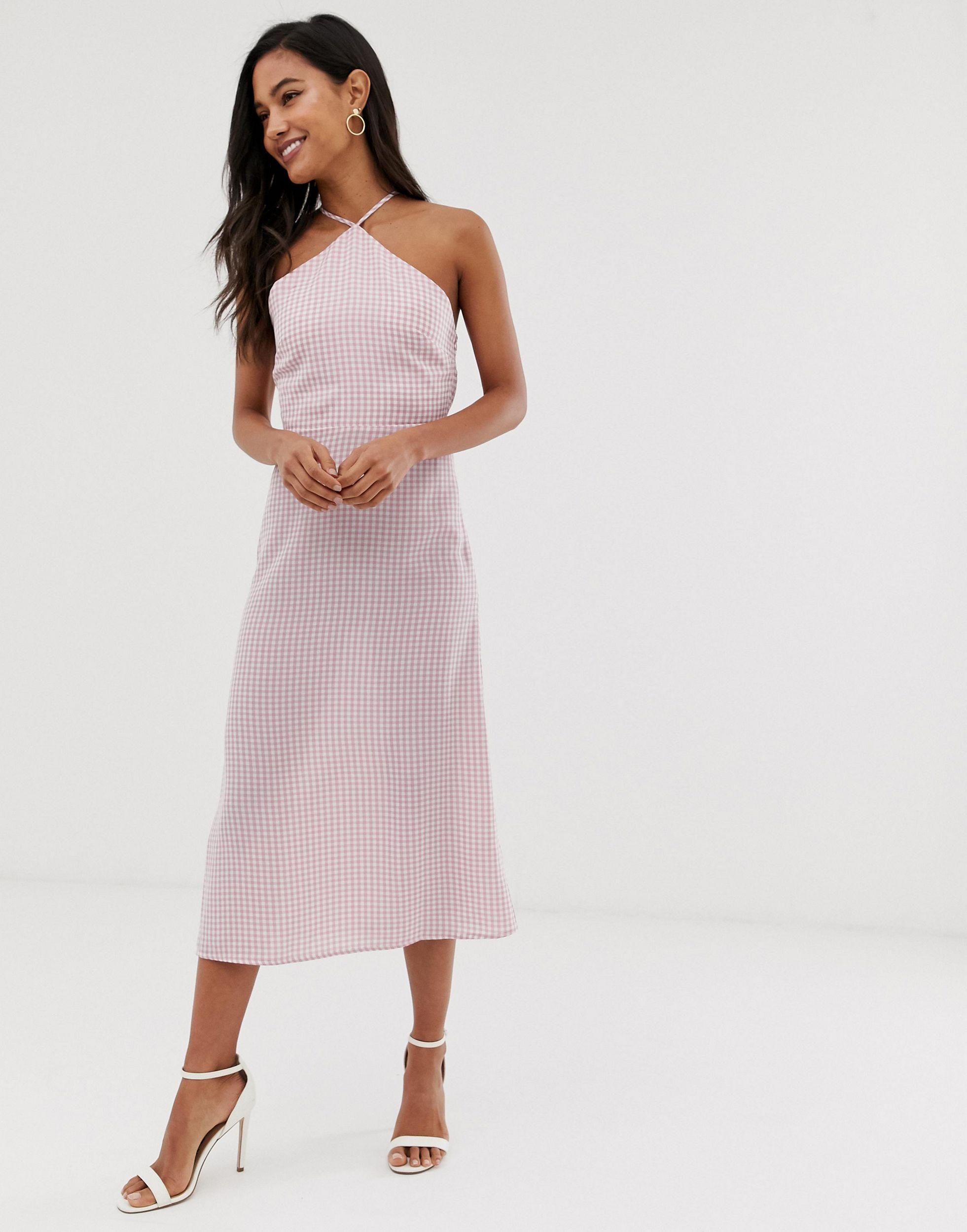 high neck halter midi dress
