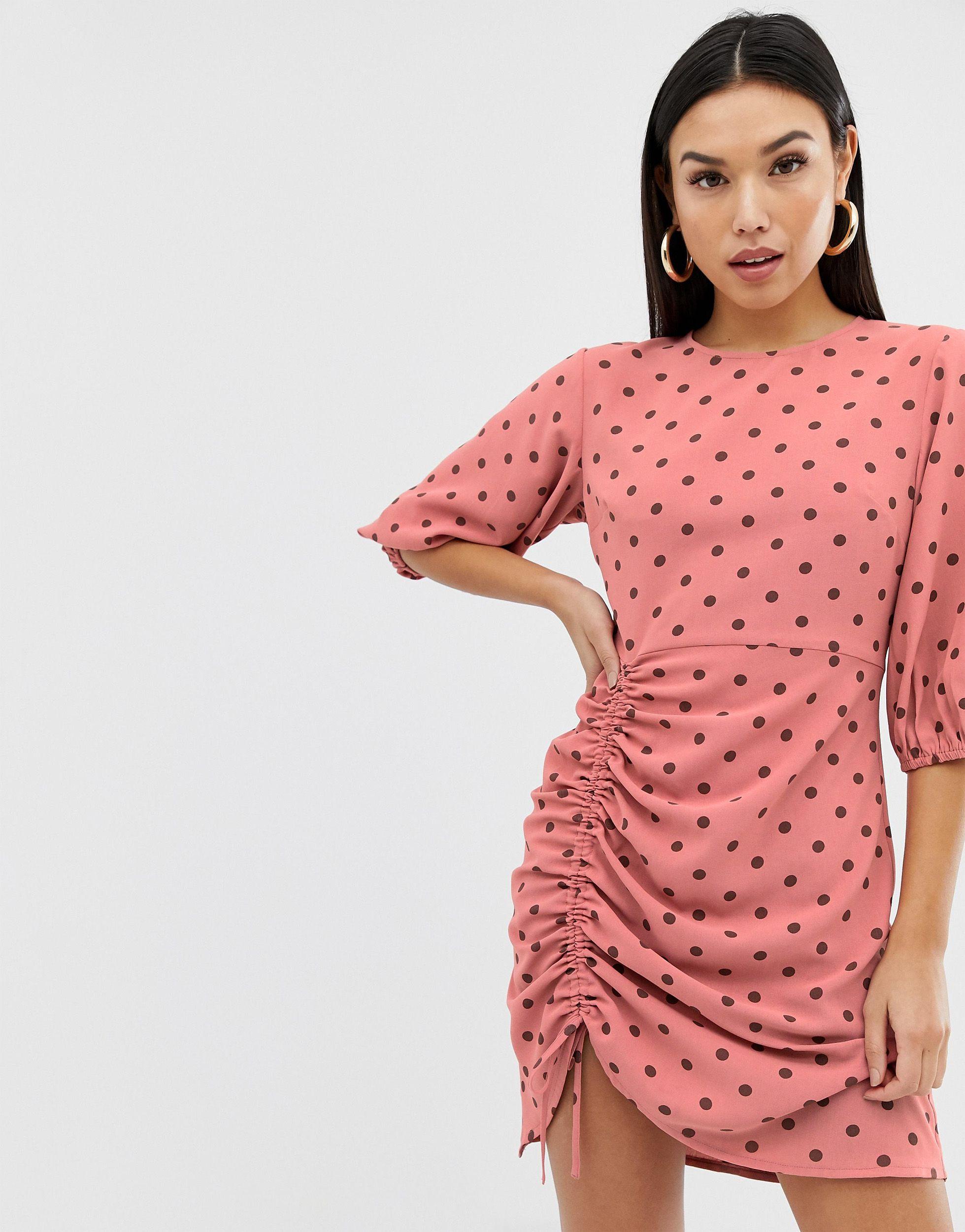 pretty little thing pink polka dot dress