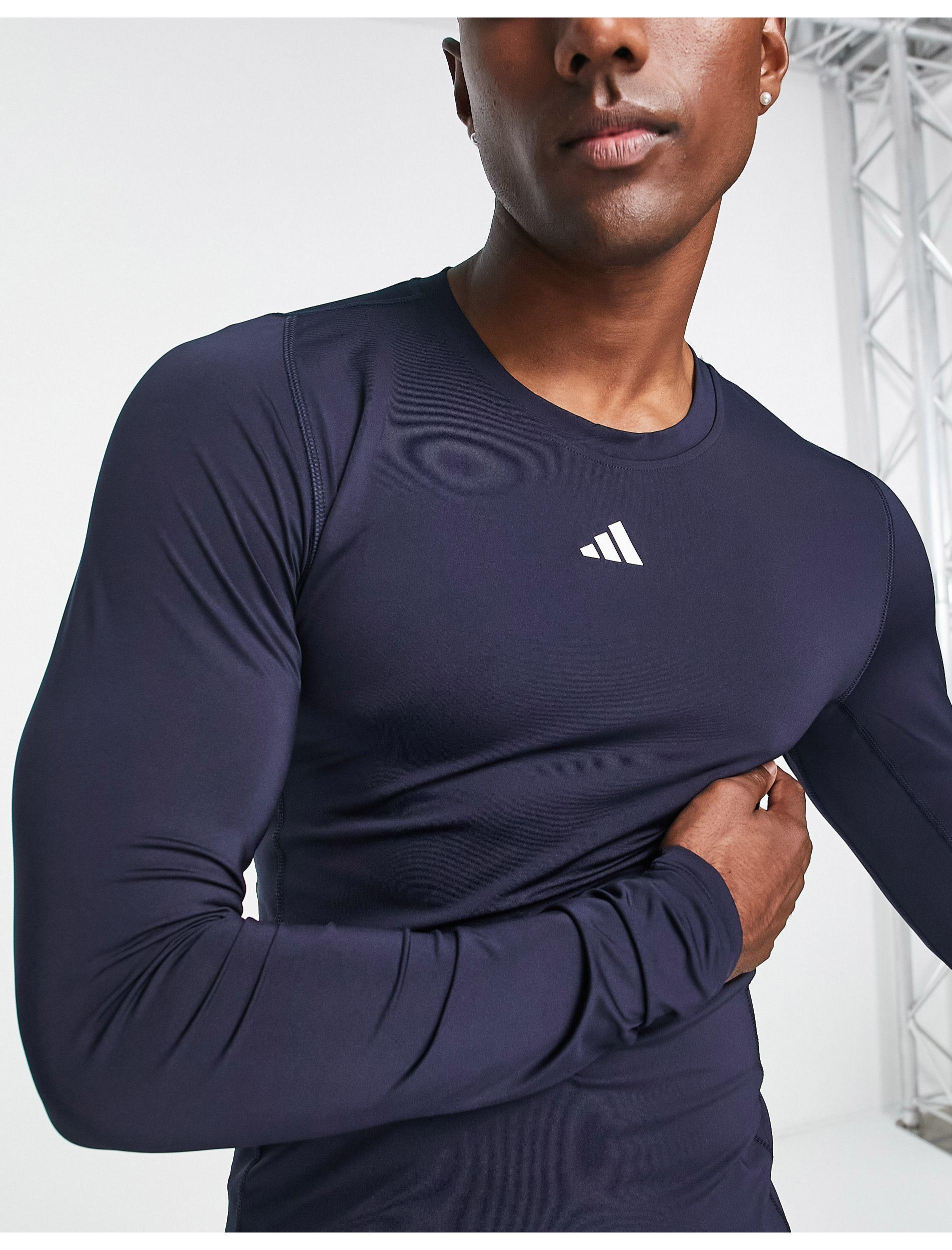 adidas Originals Adidas Training Tech Fit Logo Long Sleeve T-shirt in Blue  for Men | Lyst